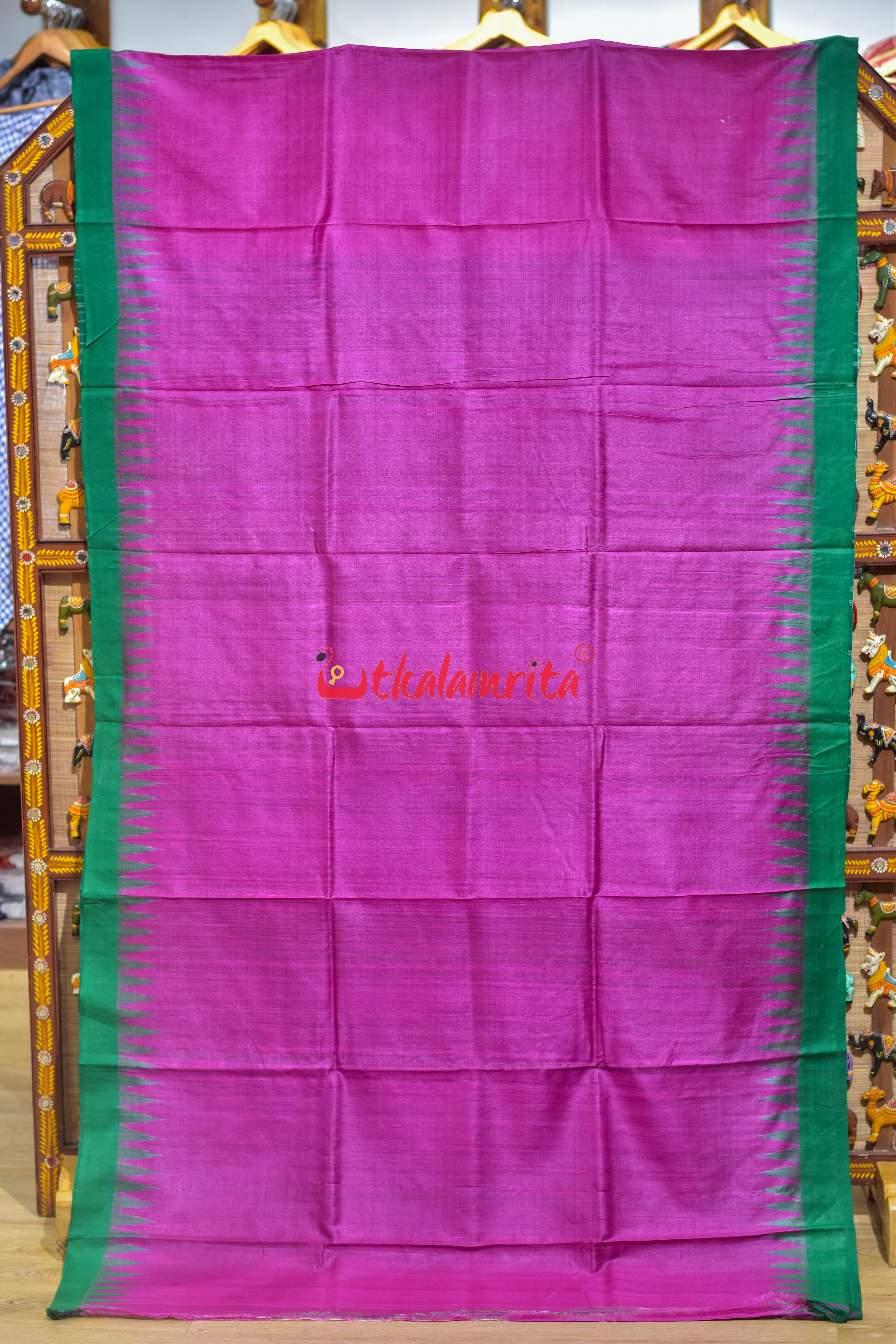 Magenta with Green Gopalpur Tussar Silk Saree