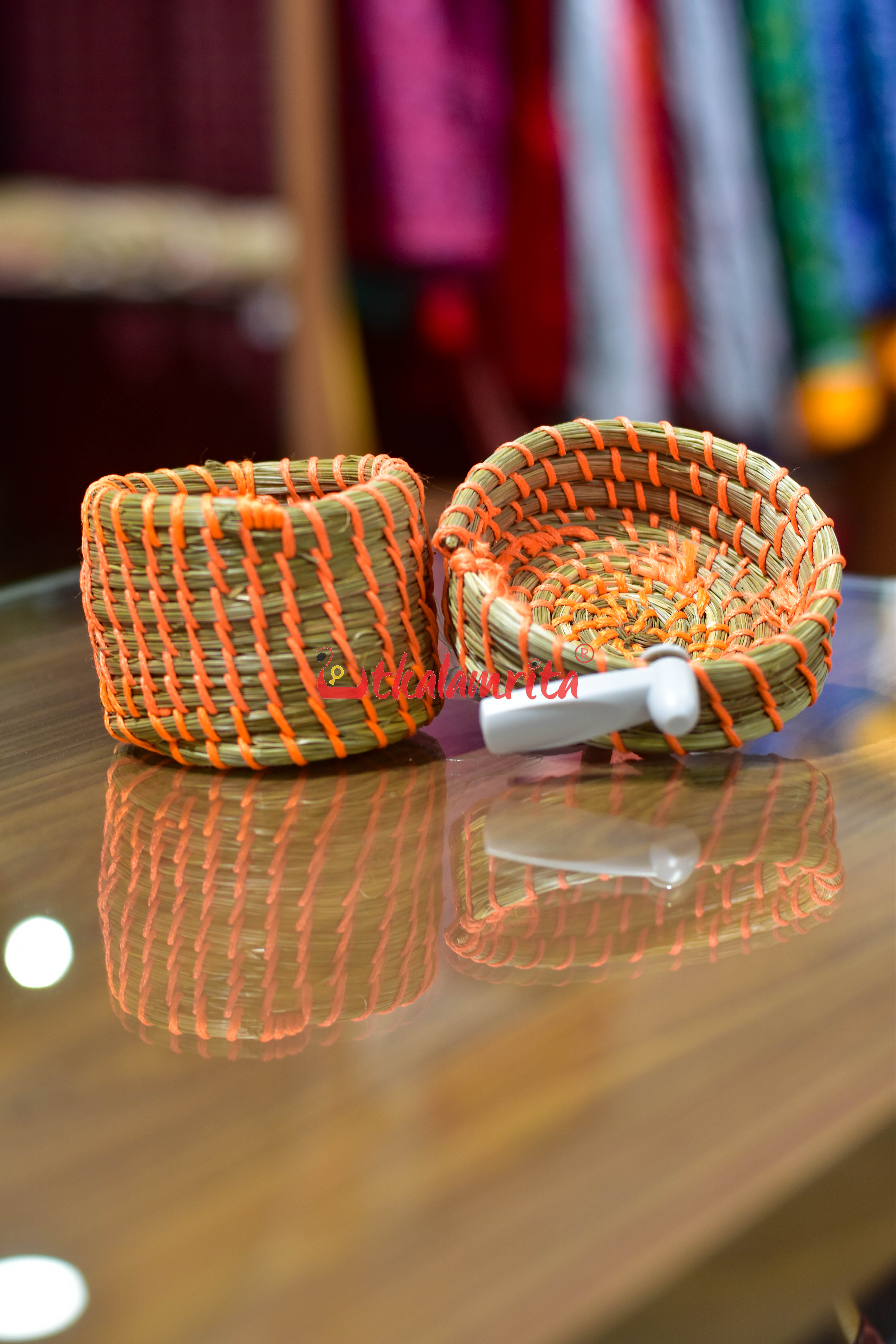 Sabai Grass Fluorescent Orange Thread Jewellery Box