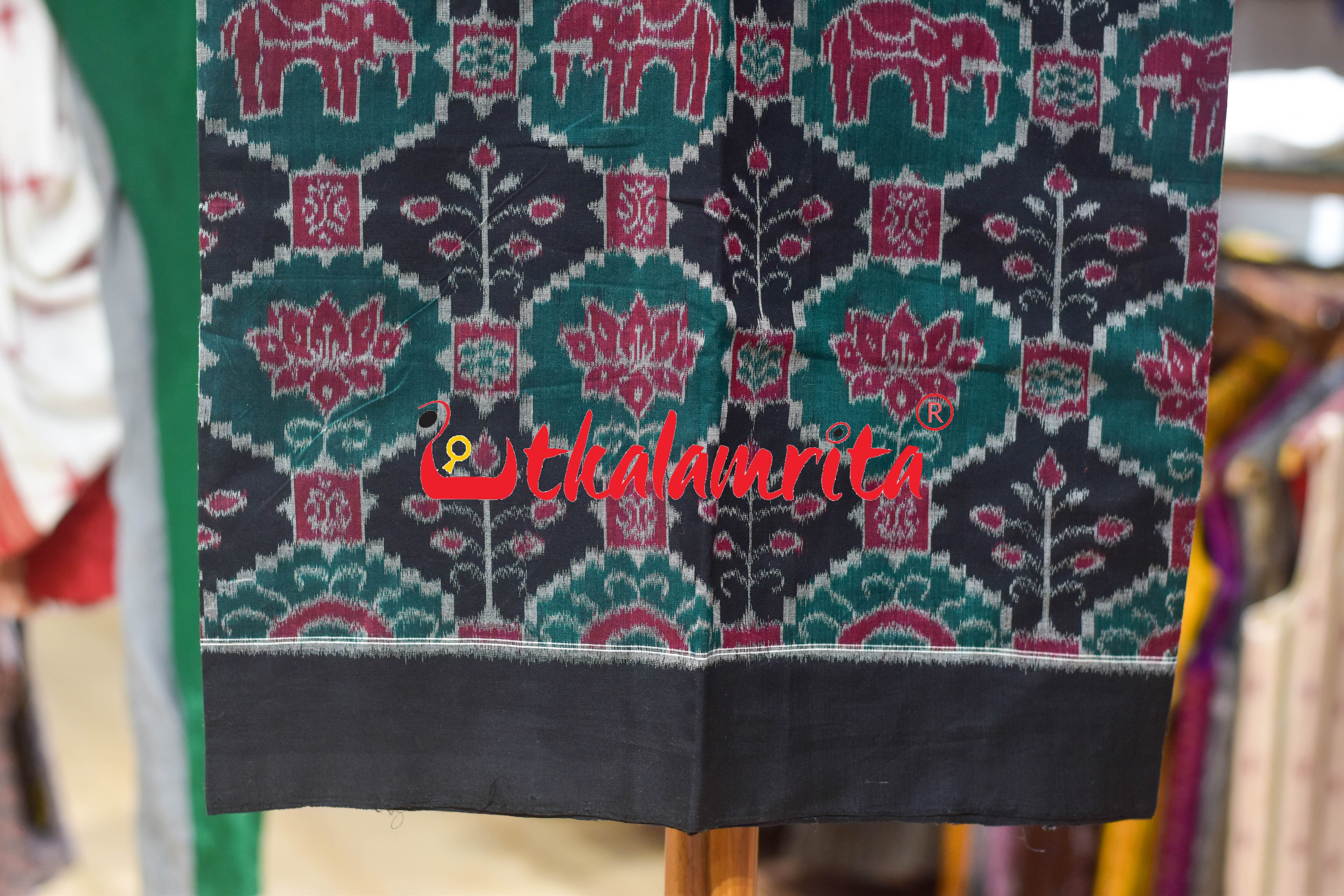 Black Red Body Animal Sambalpuri Cotton Dress Set