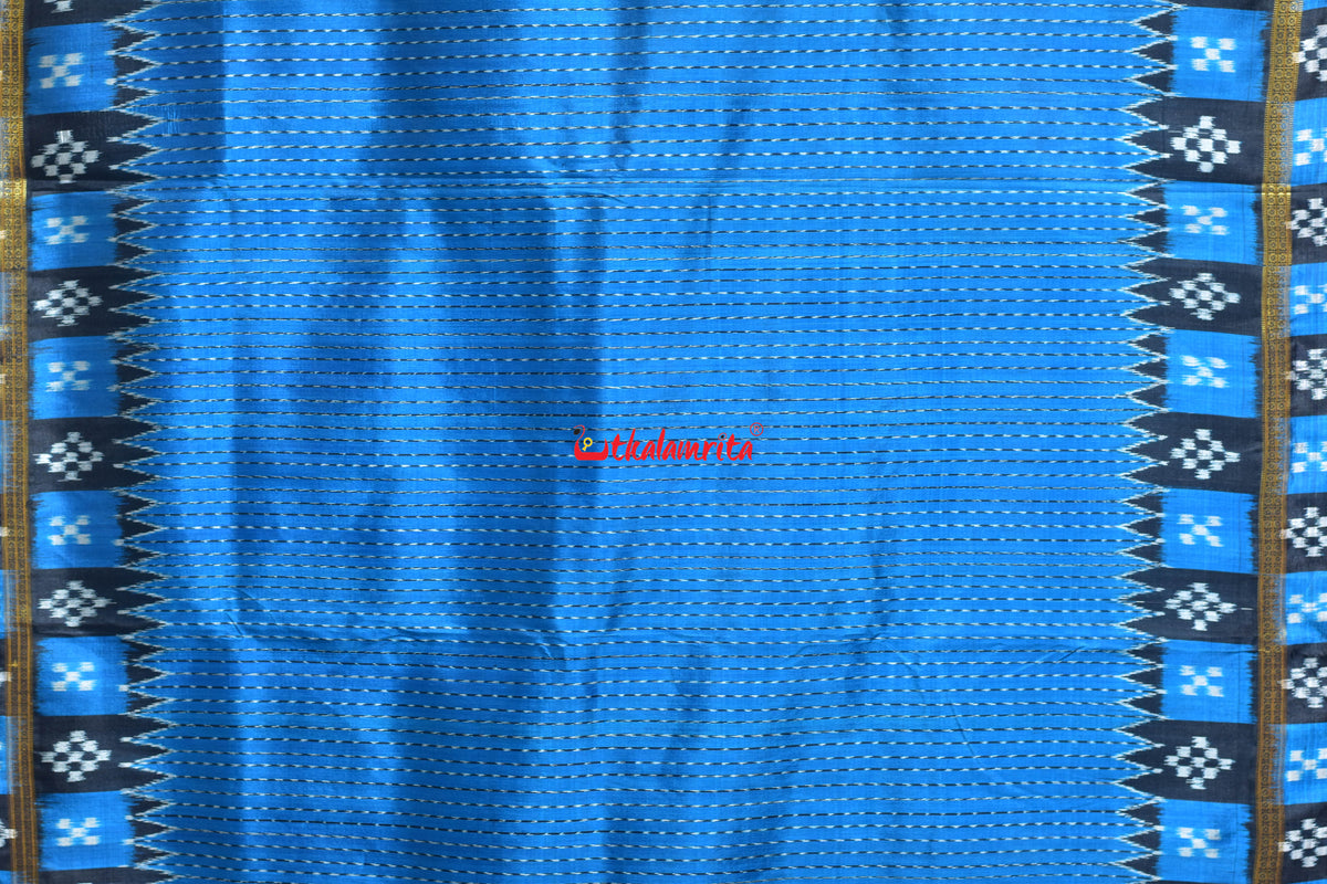 Body Lines Deep Blue Double Border Khandua Silk Saree