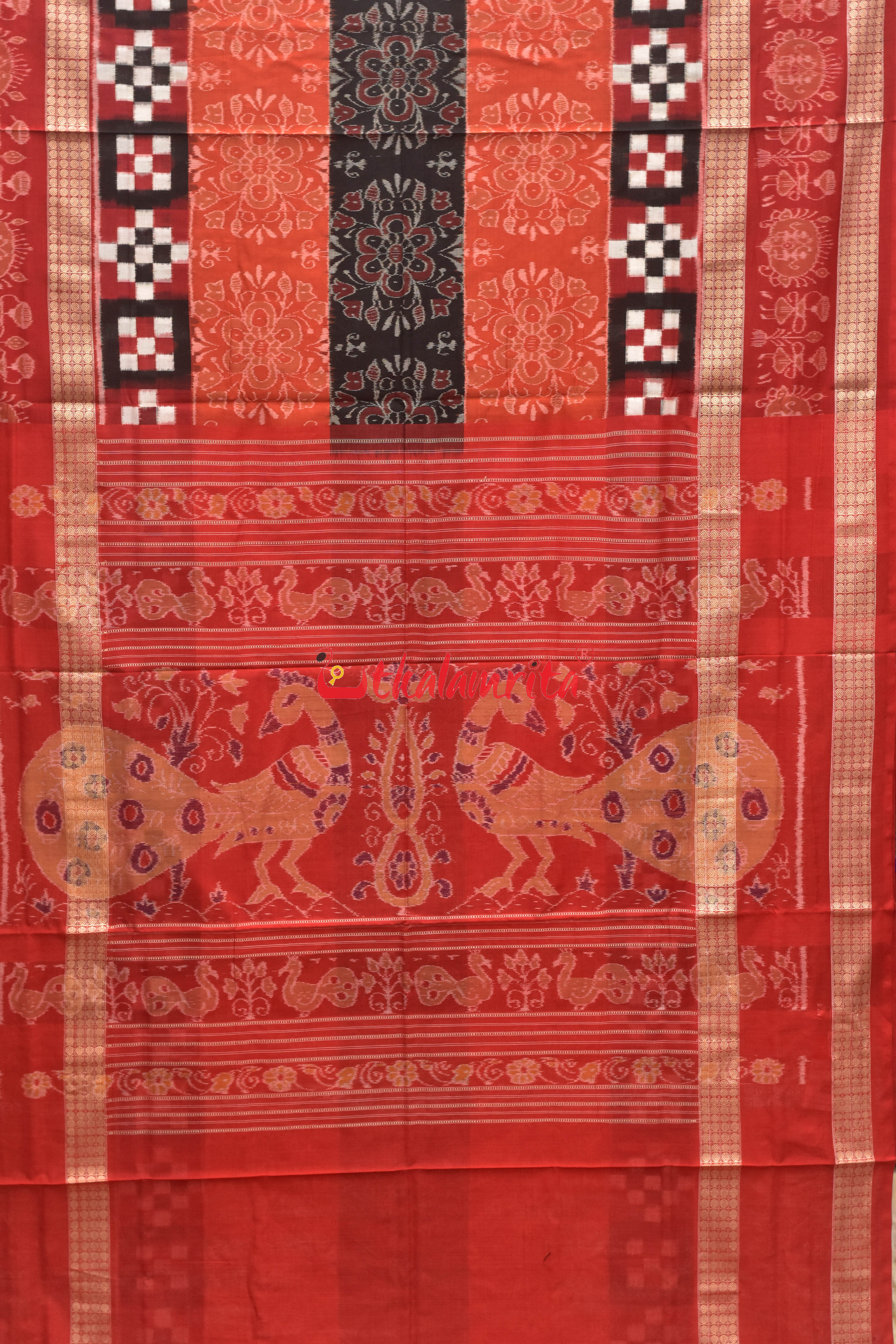 Khidi Pasapali Double Border Sambalpuri Cotton Saree