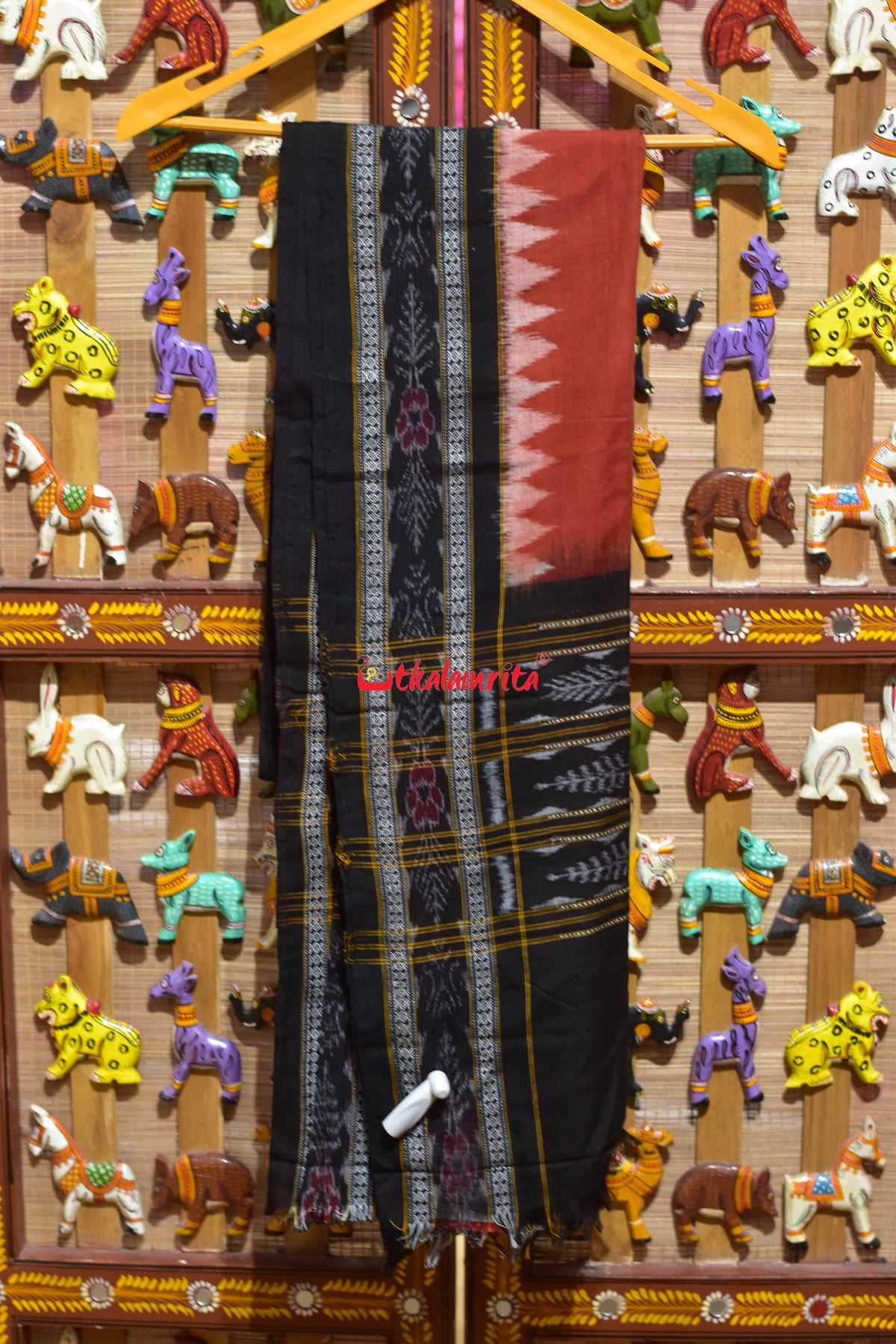 Rust Black Flower Bandha Cotton (Dupatta)