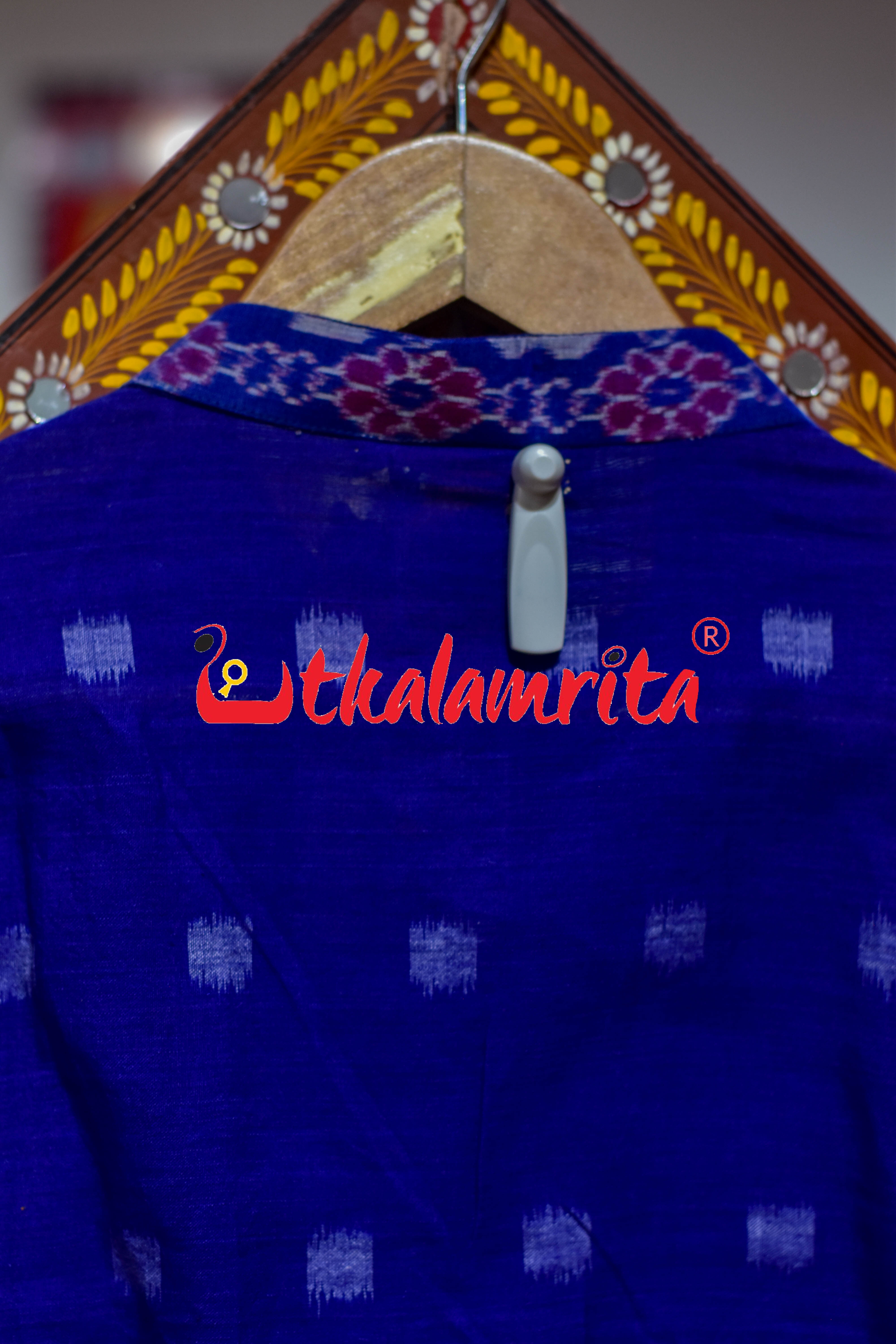 Blue Labanga Bandha Odia Letters (Men's Long Kurta)