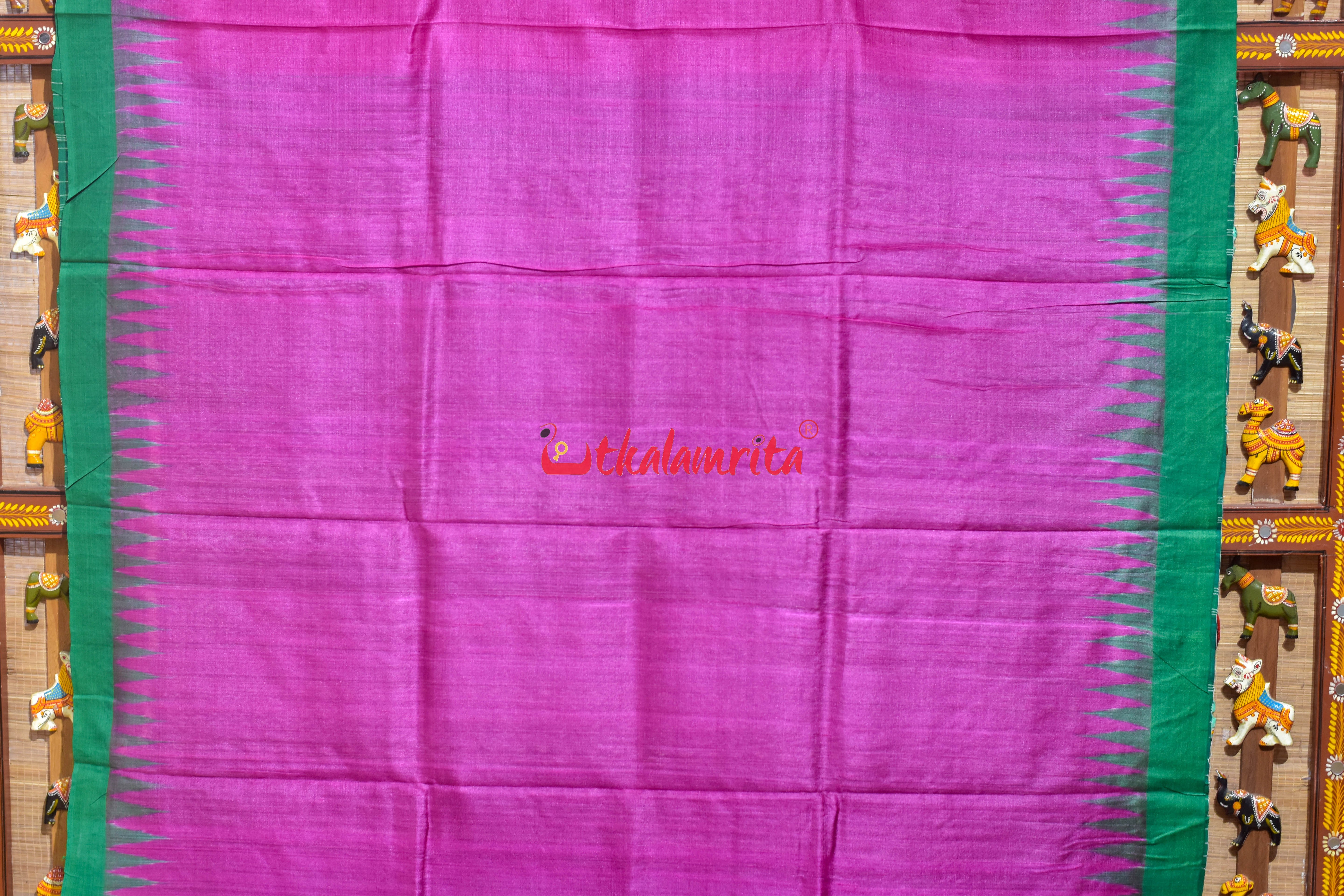 Magenta with Green Gopalpur Tussar Silk Saree
