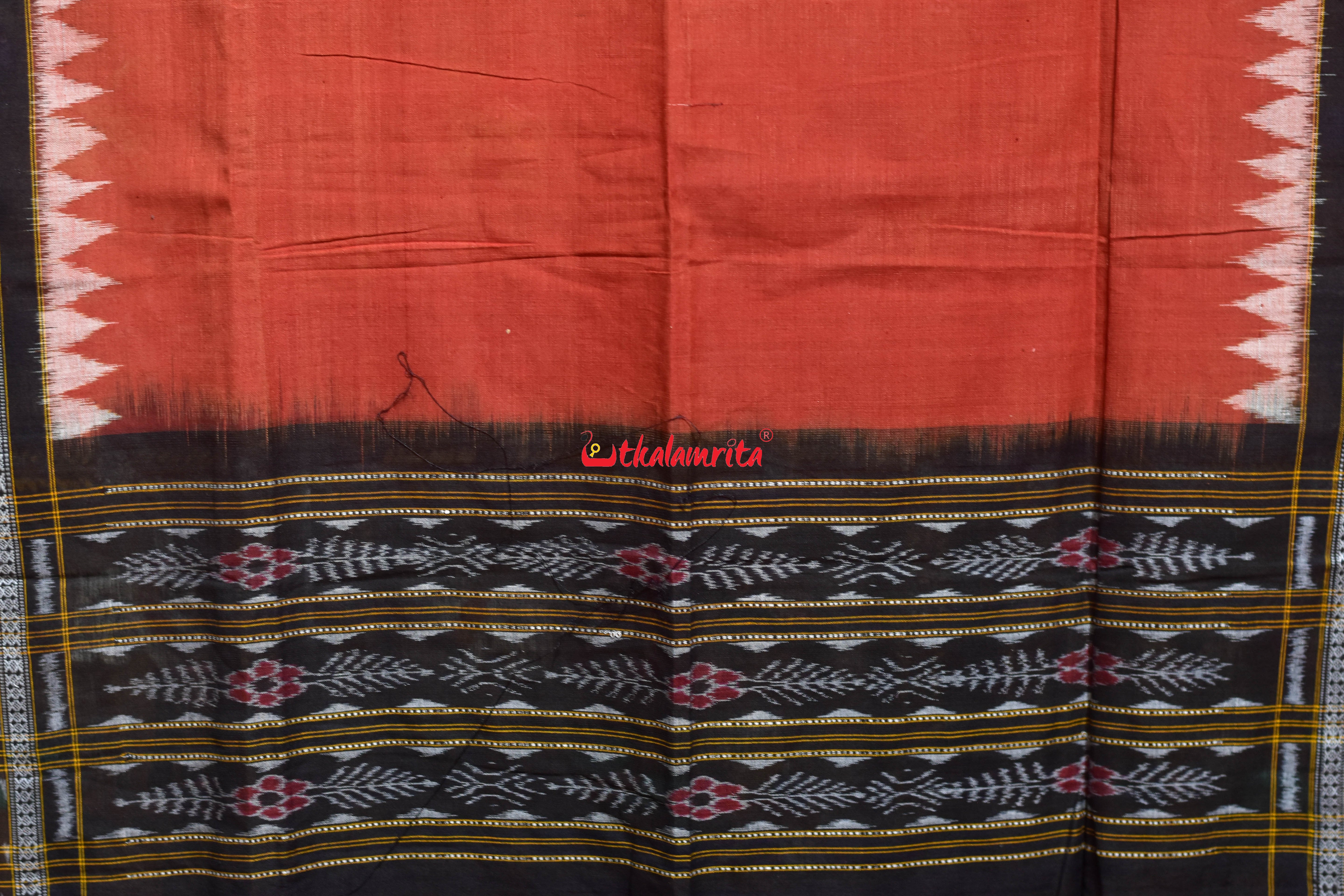 Rust Black Flower Bandha Cotton (Dupatta)