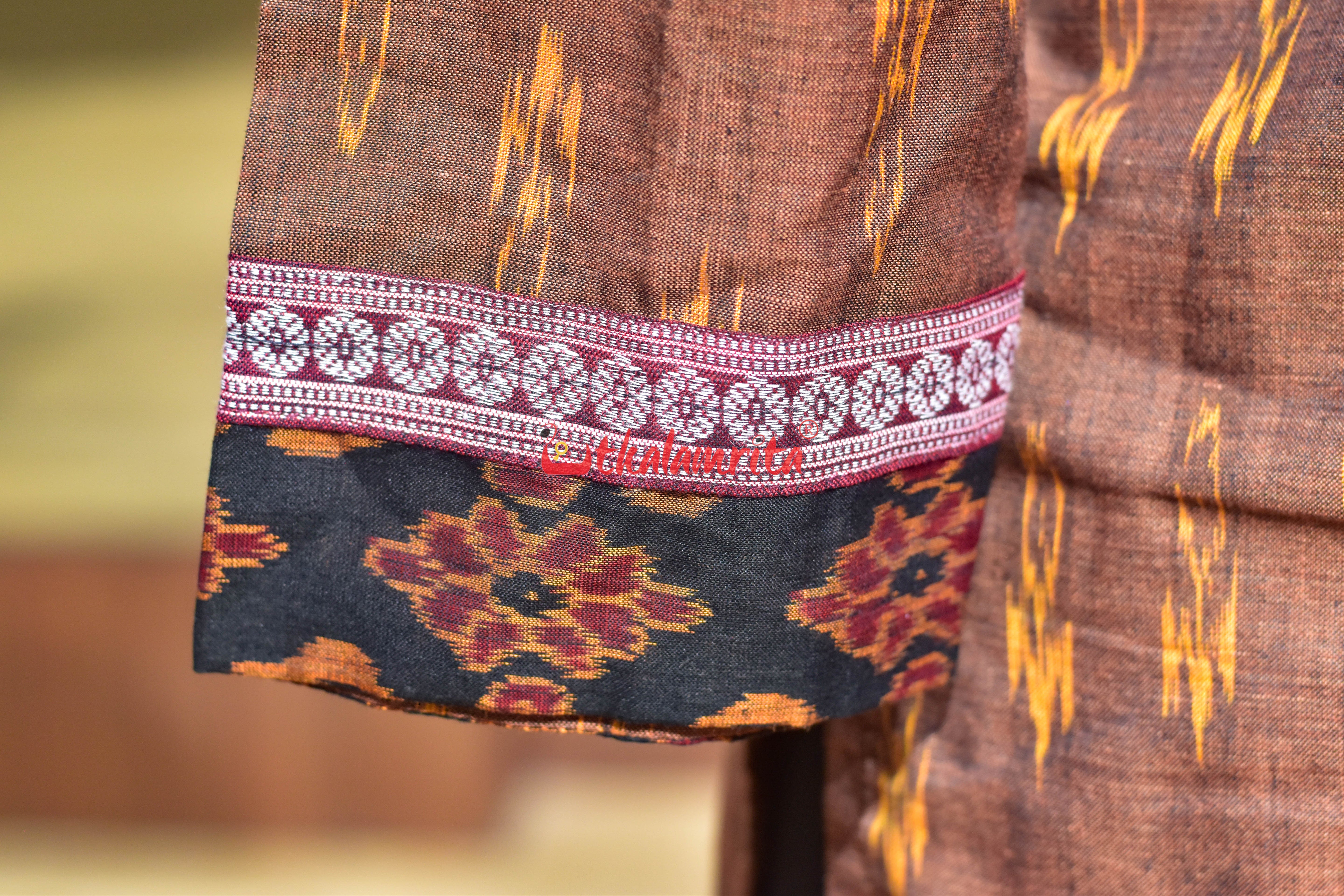 Golden Labanga with Odia Alphabets Middle Design (Ladies Kurti)
