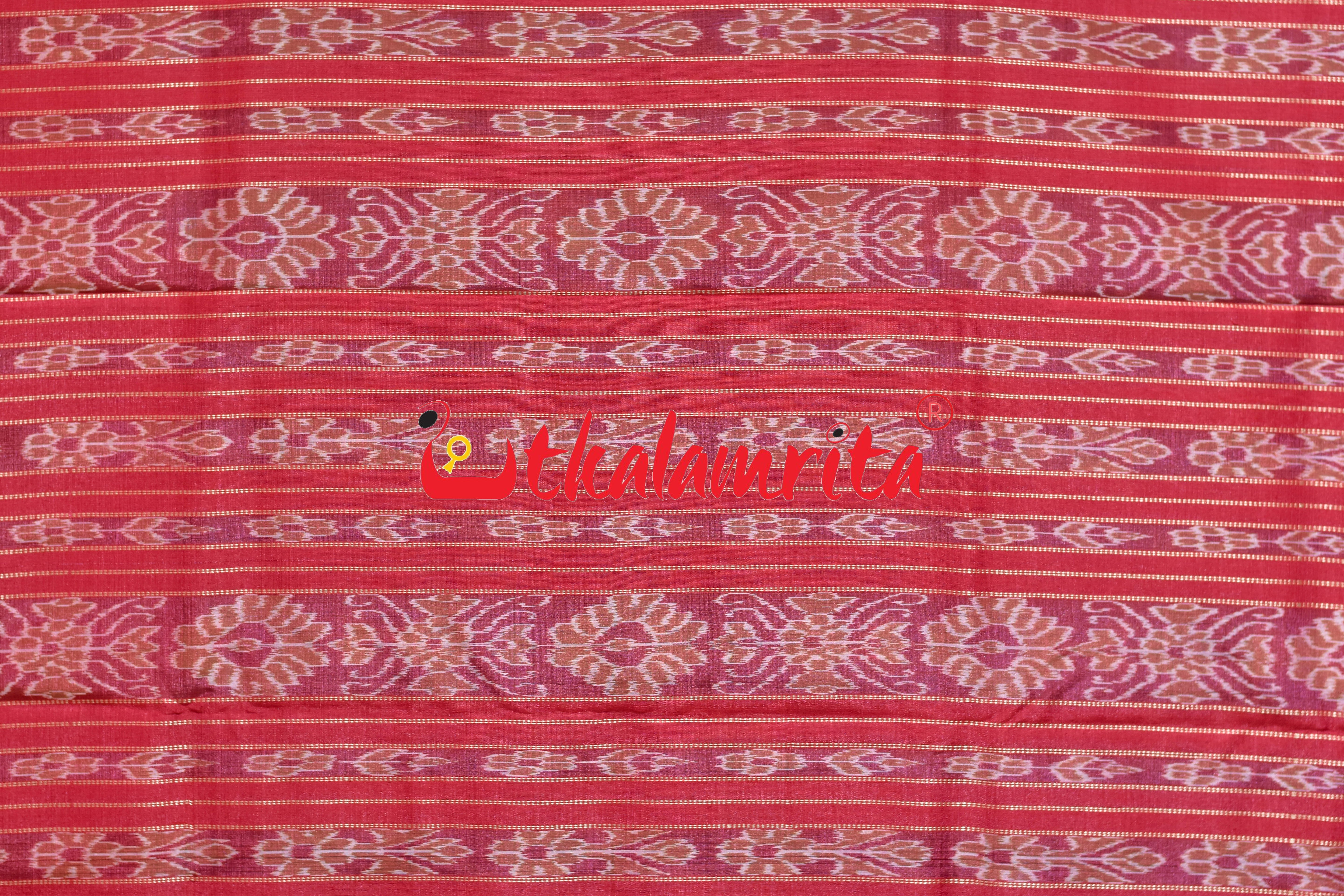 Baby Blue Red Butterfly Border Body Ikat Gopalpur Tussar Silk Saree