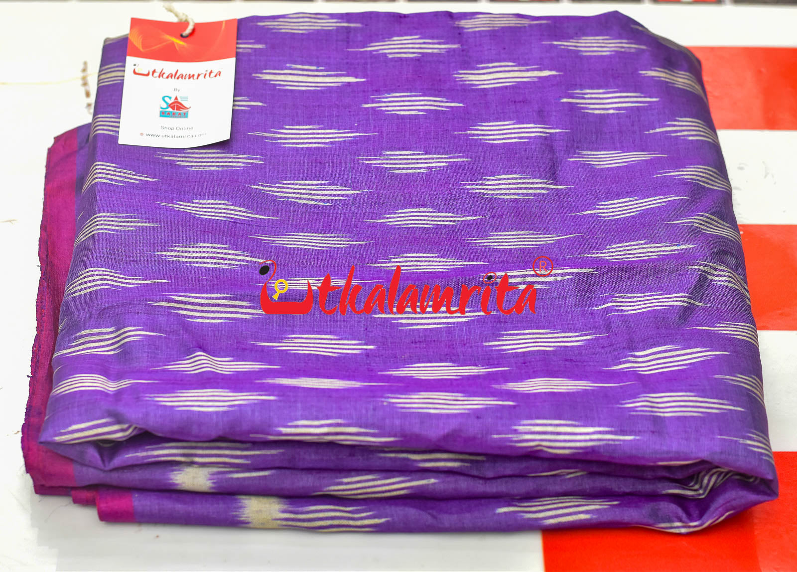 Purple Body Ikat Gopalpur Tussar (Fabric)