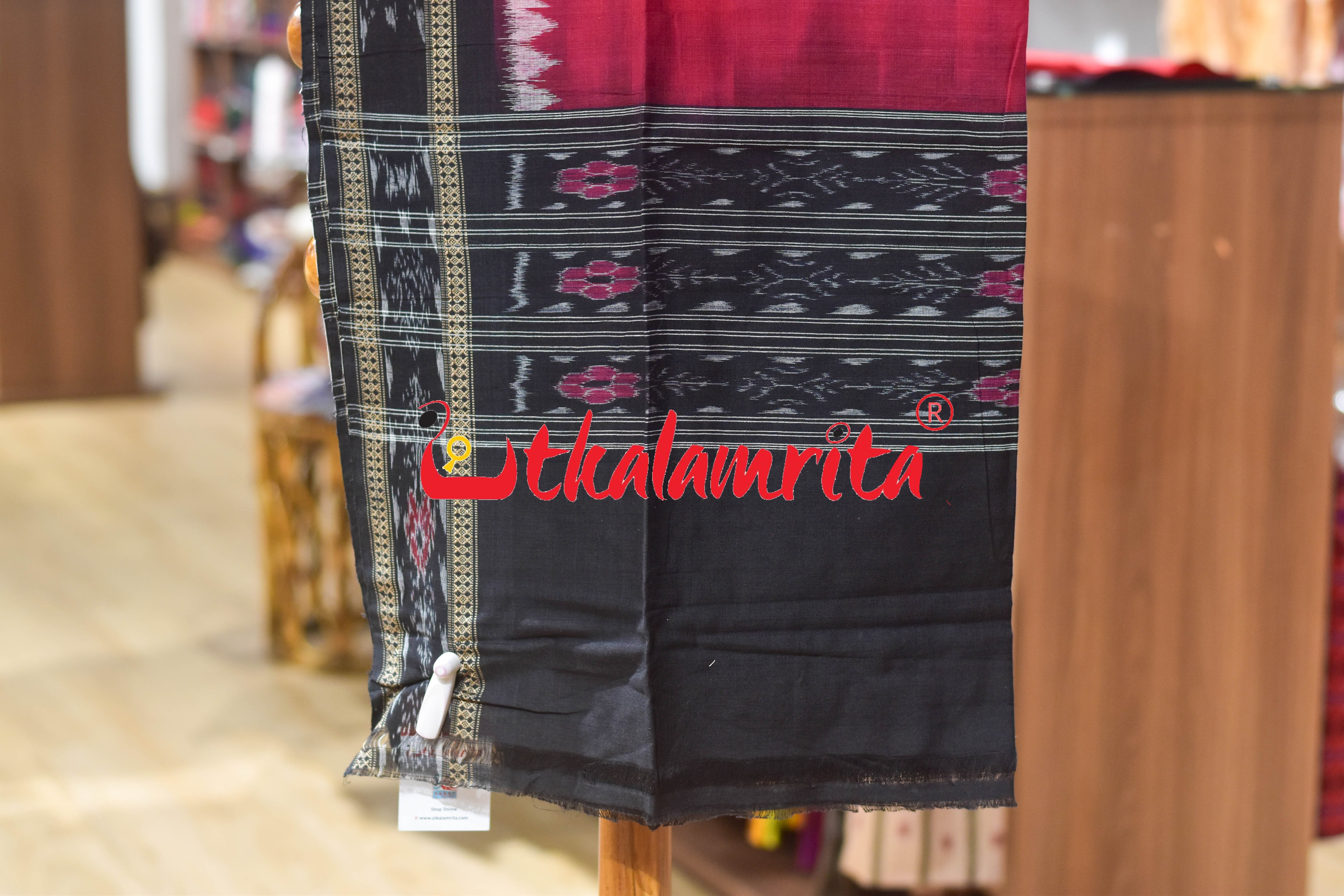 Black Red Body Animal Sambalpuri Cotton Dress Set