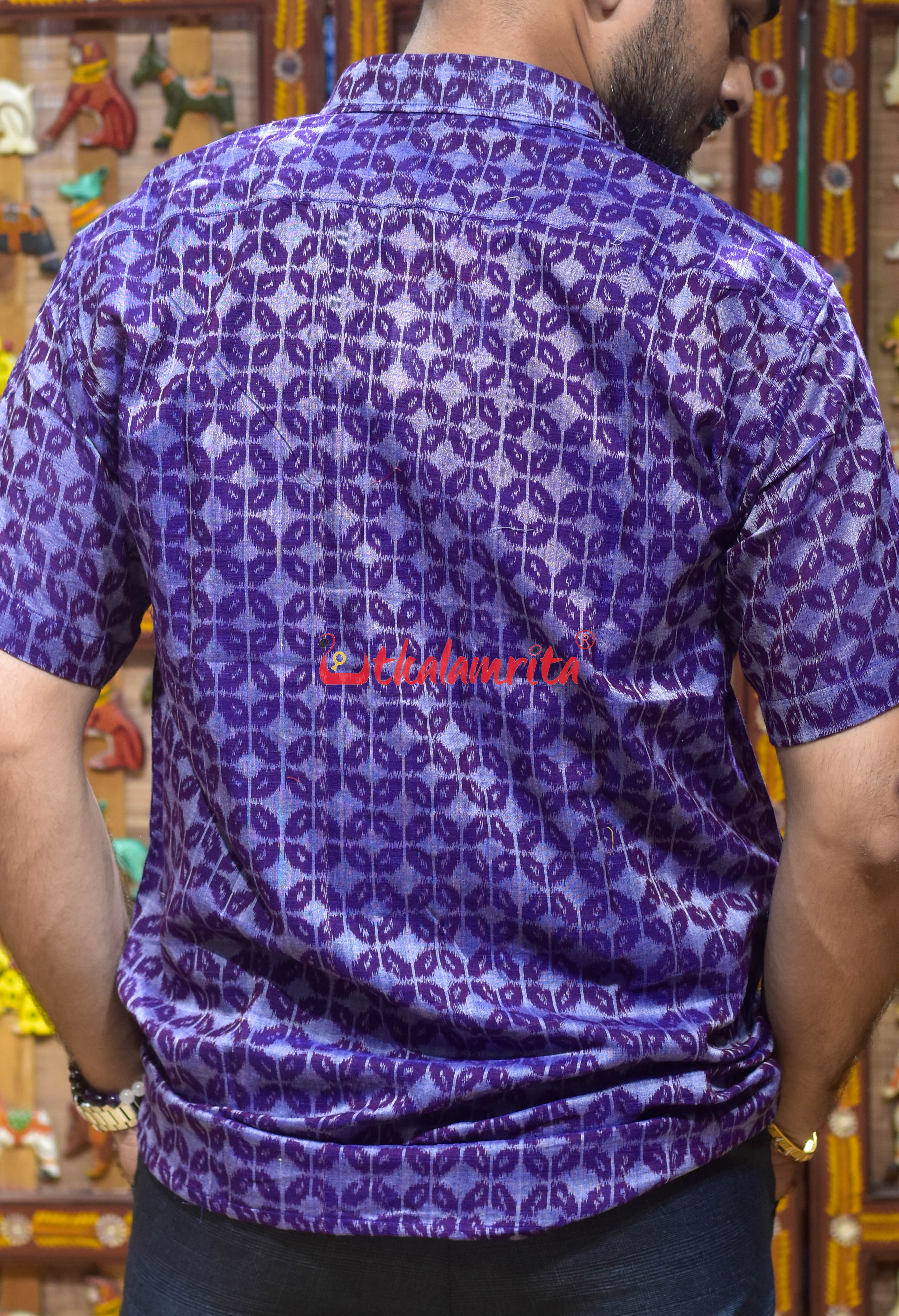 Purple Leaves Design (Men's Half Shirt)