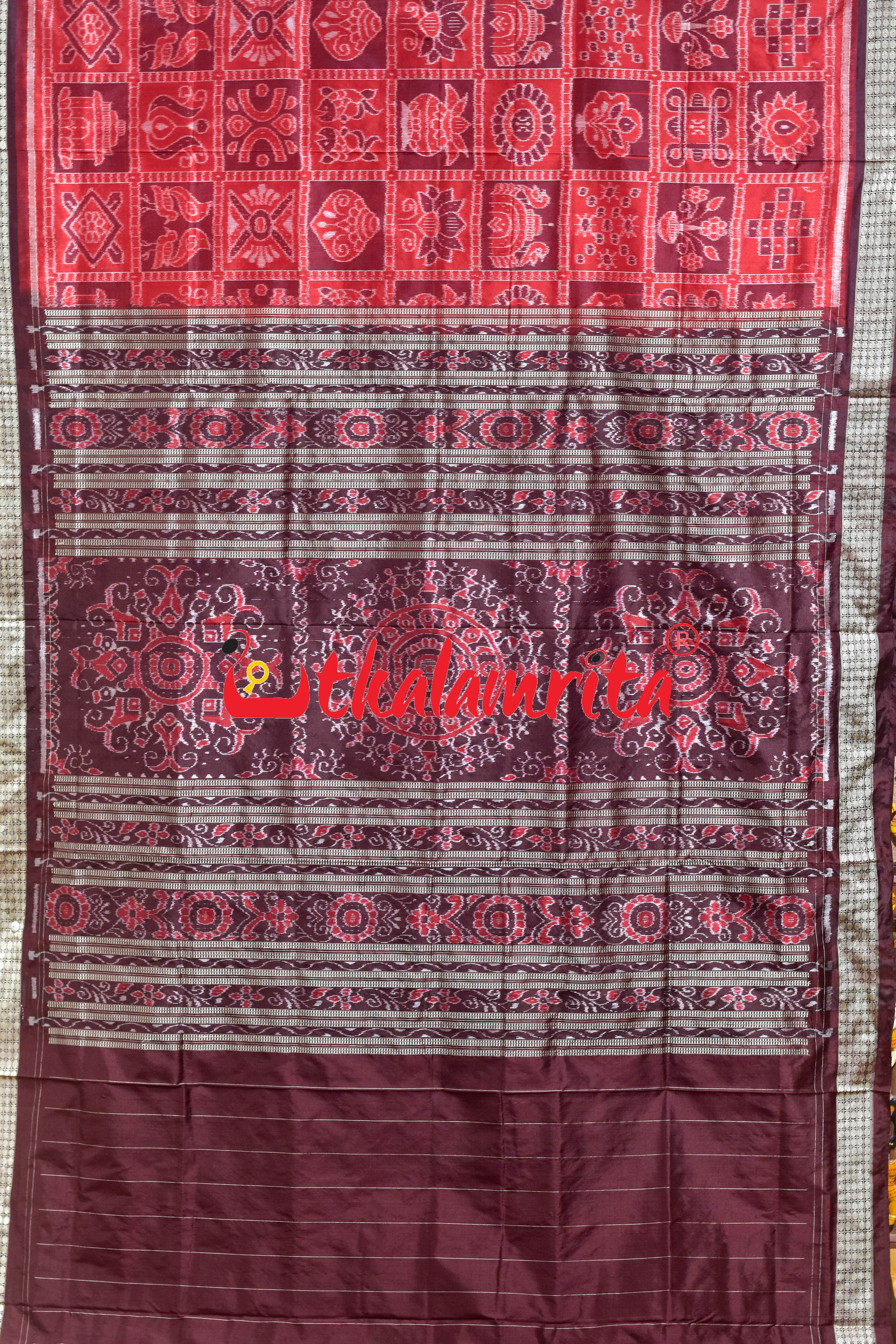 Red Coffee Sambalpuri Nabakothi Silk Saree
