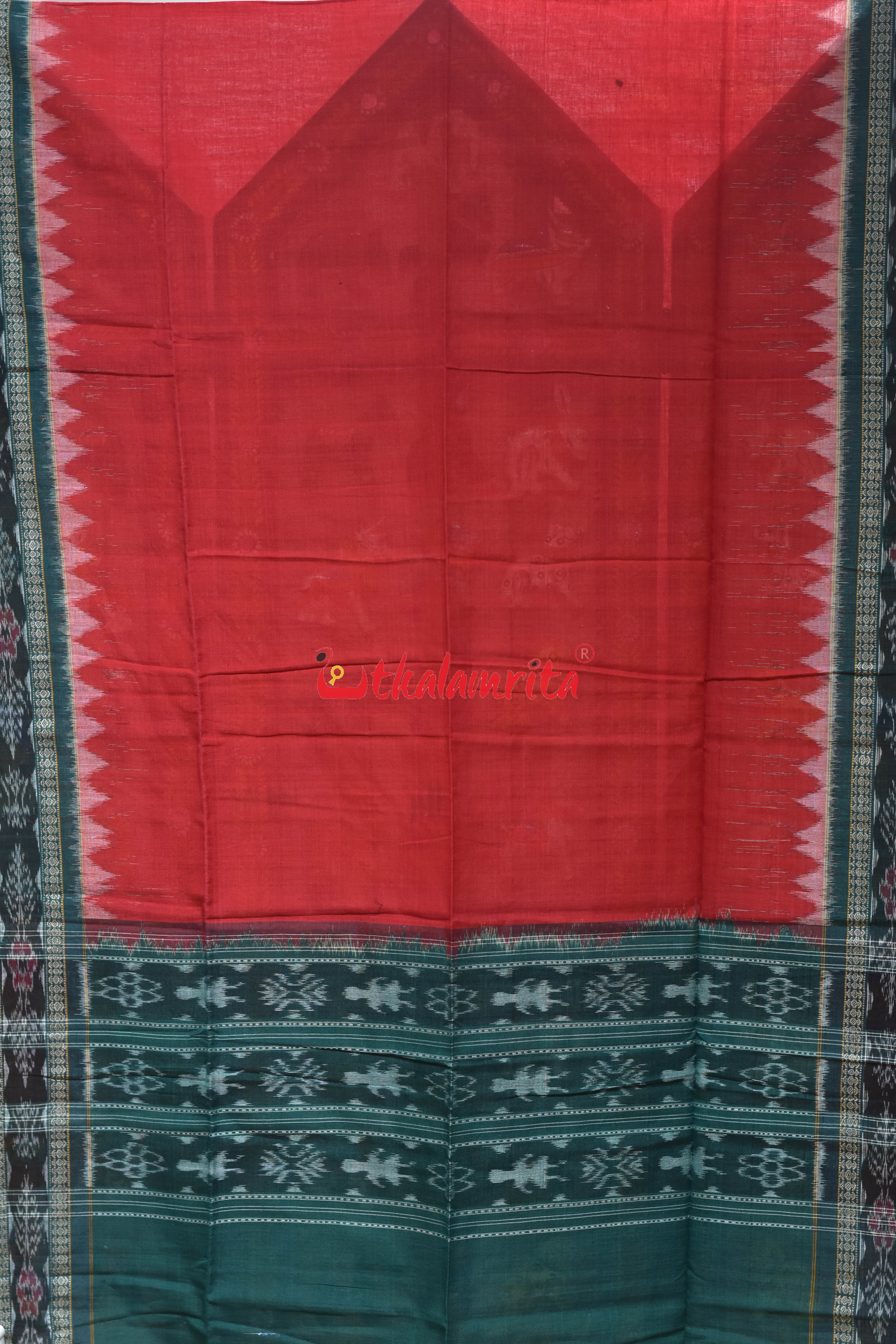 Red Green Flower Bandha Cotton (Dupatta)