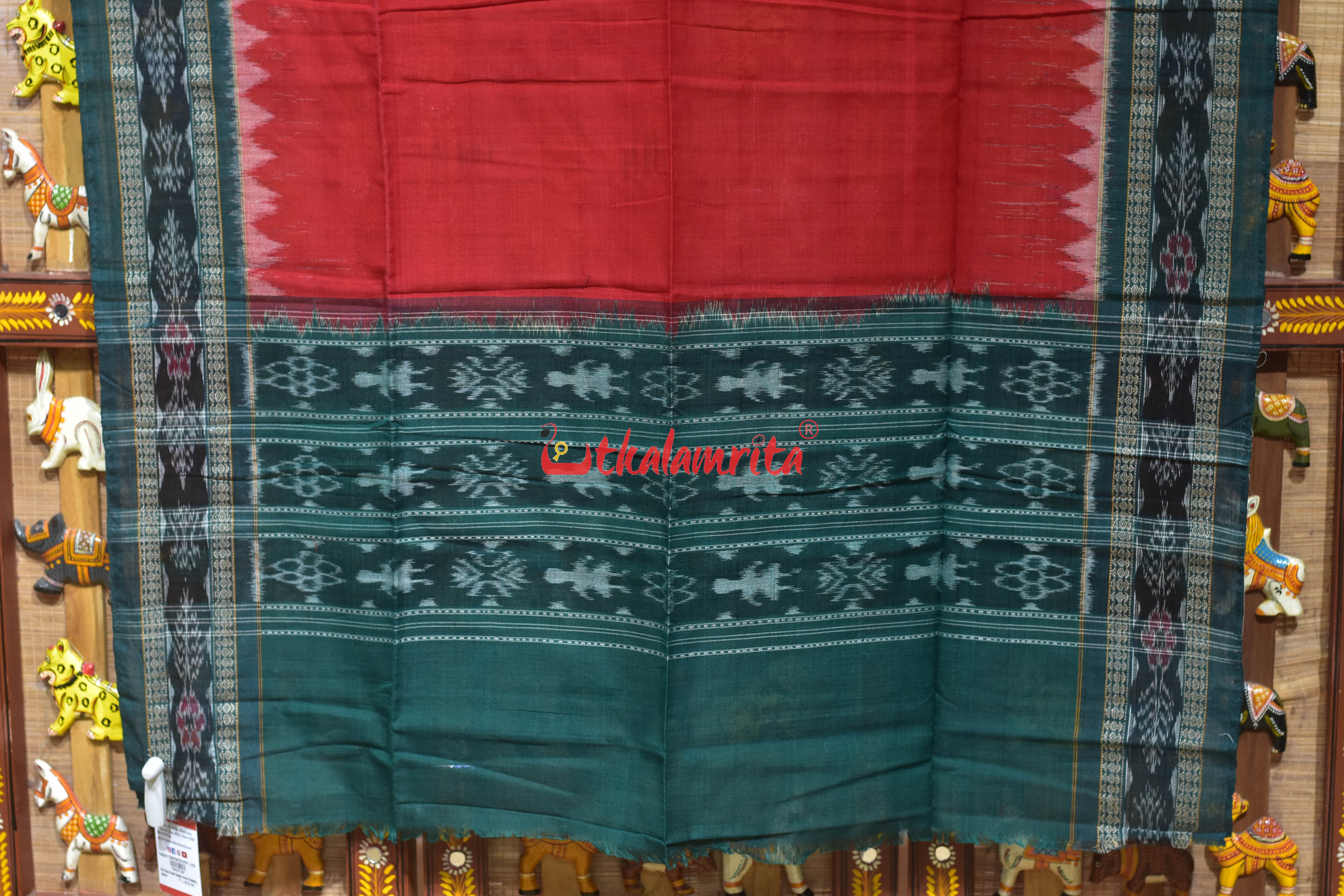Red Green Flower Bandha Cotton (Dupatta)