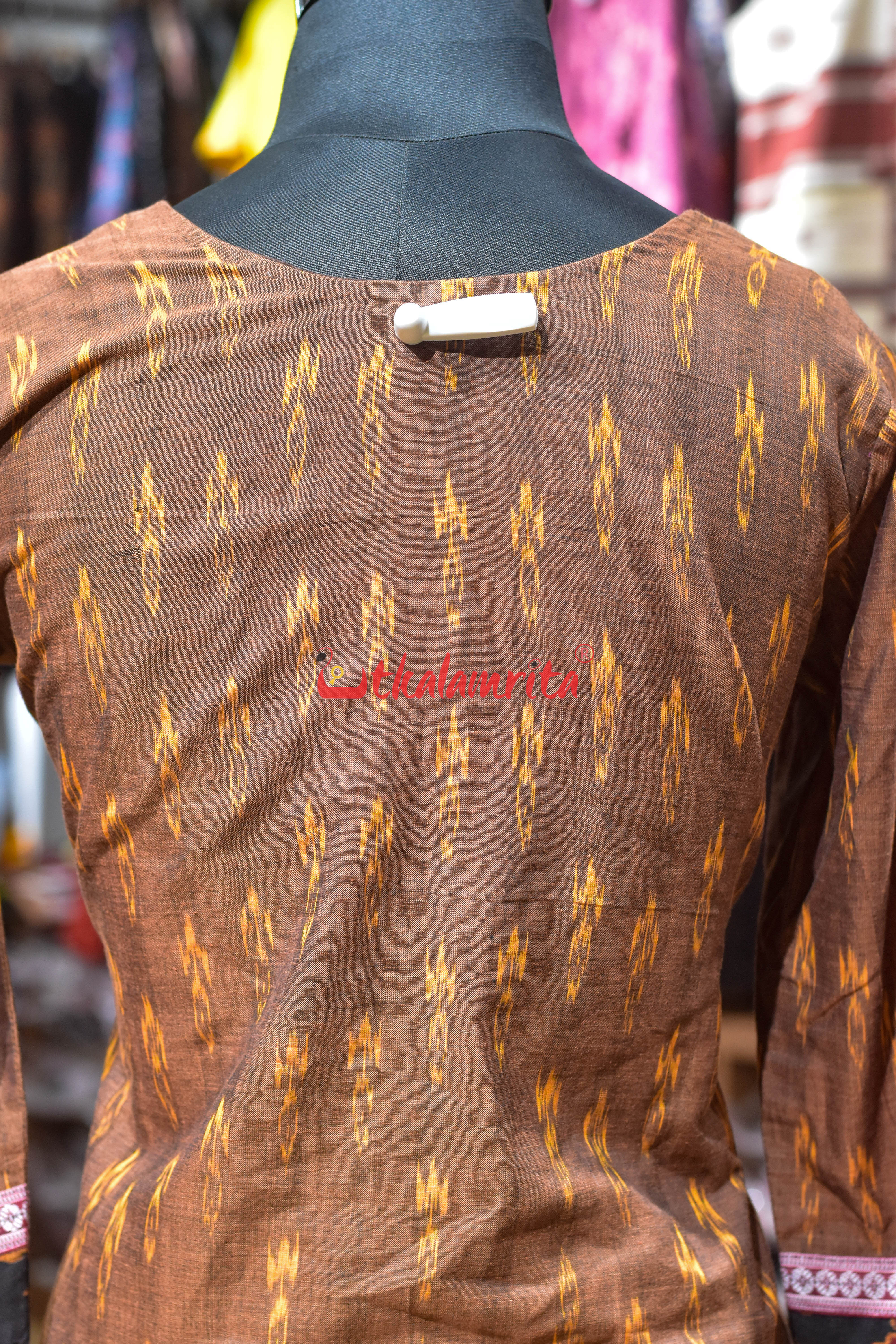 Golden Labanga with Odia Alphabets Middle Design (Ladies Kurti)
