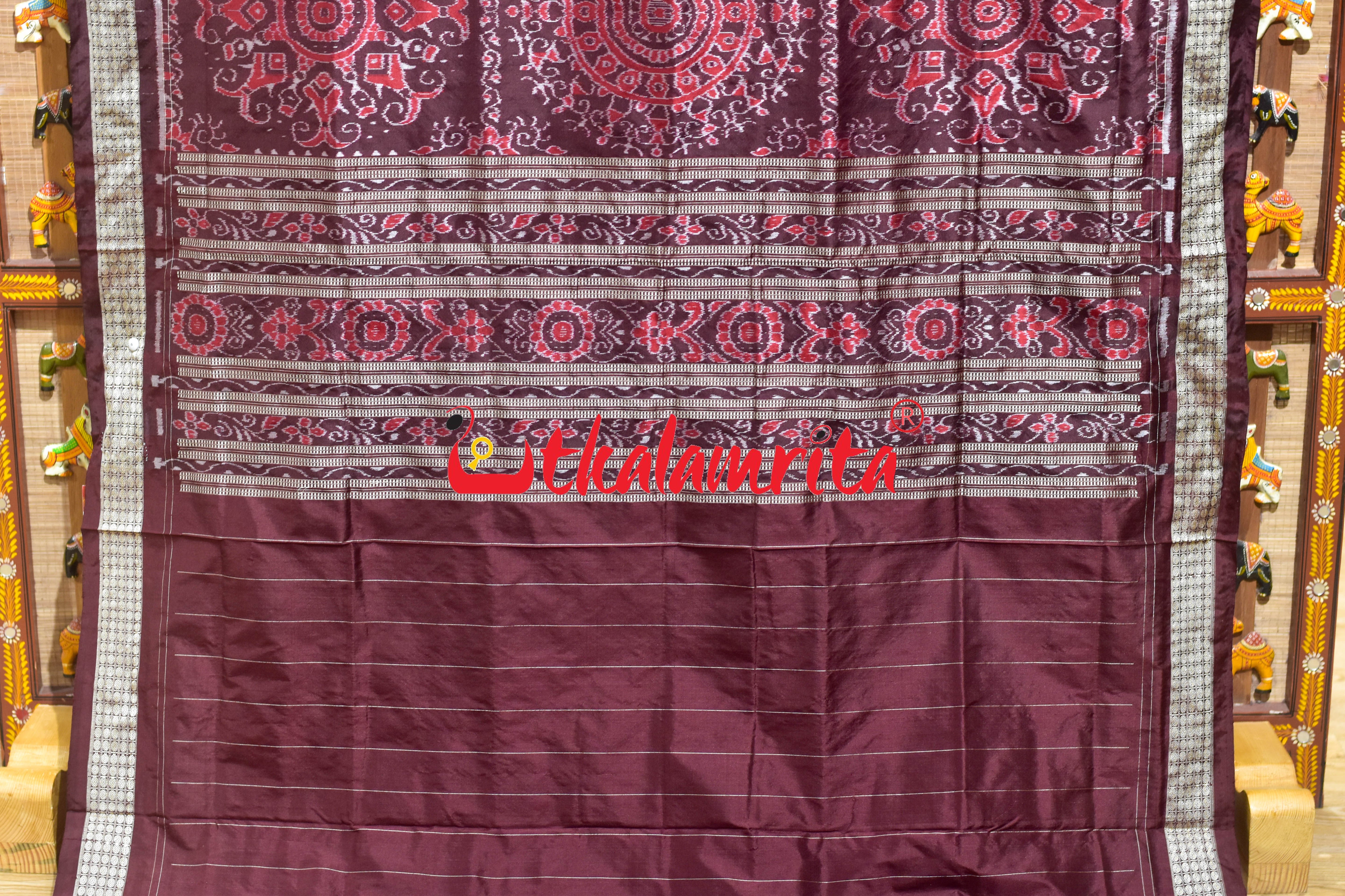 Red Coffee Sambalpuri Nabakothi Silk Saree