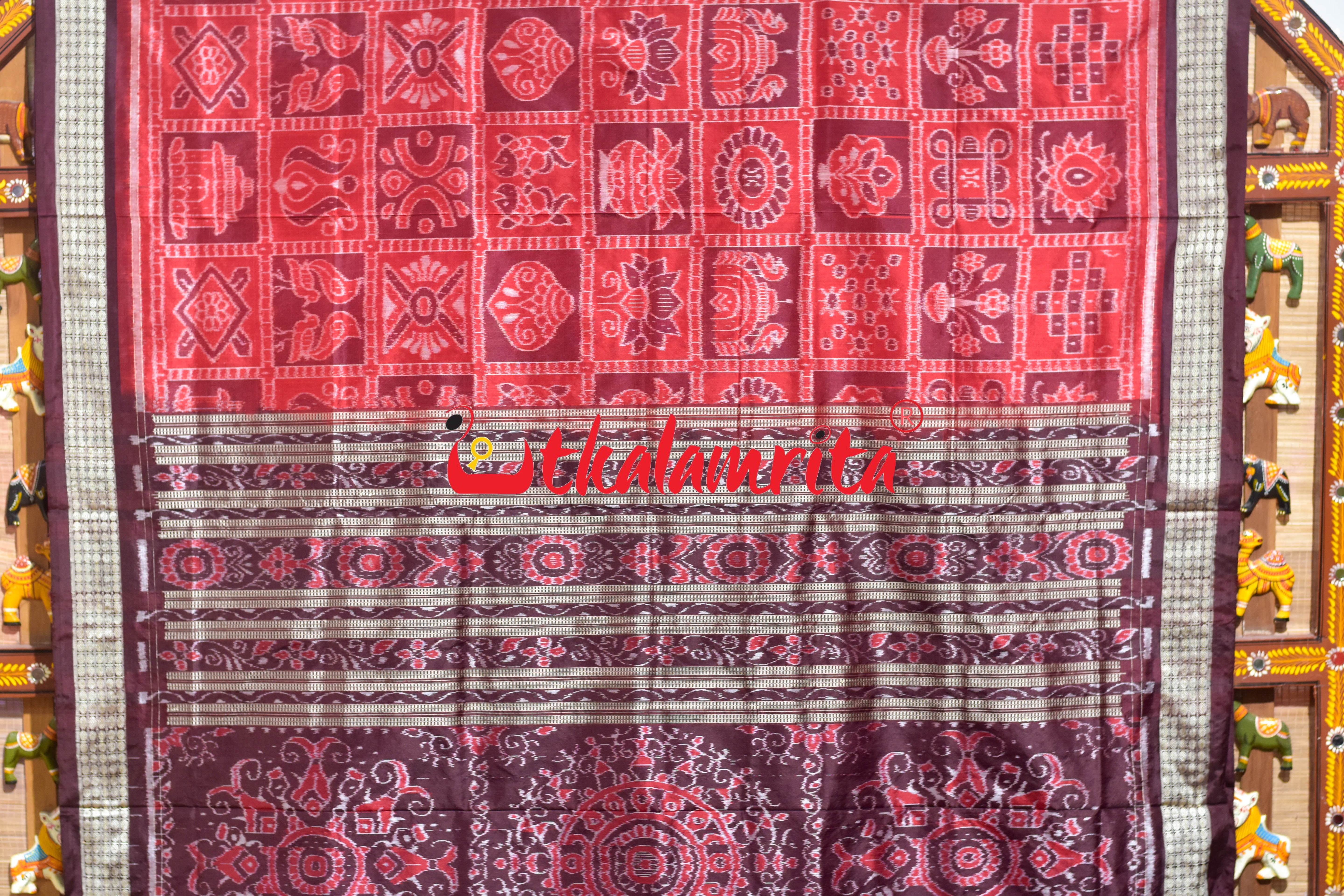 Red Coffee Sambalpuri Nabakothi Silk Saree