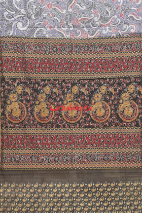 Grey Red Flowers Bandha Sambalpuri Cotton Saree