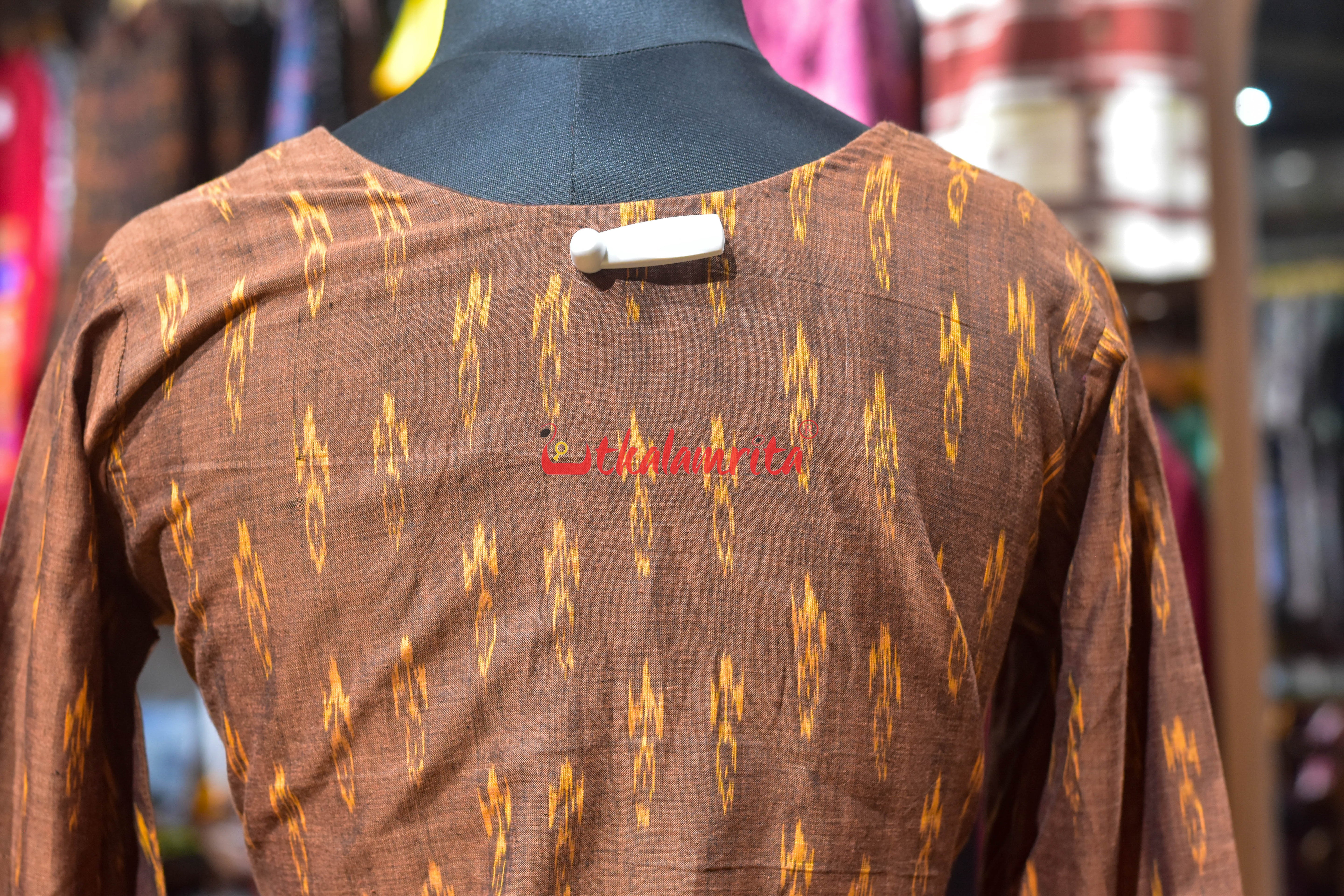 Golden Labanga with Odia Alphabets Middle Design (Ladies Kurti)