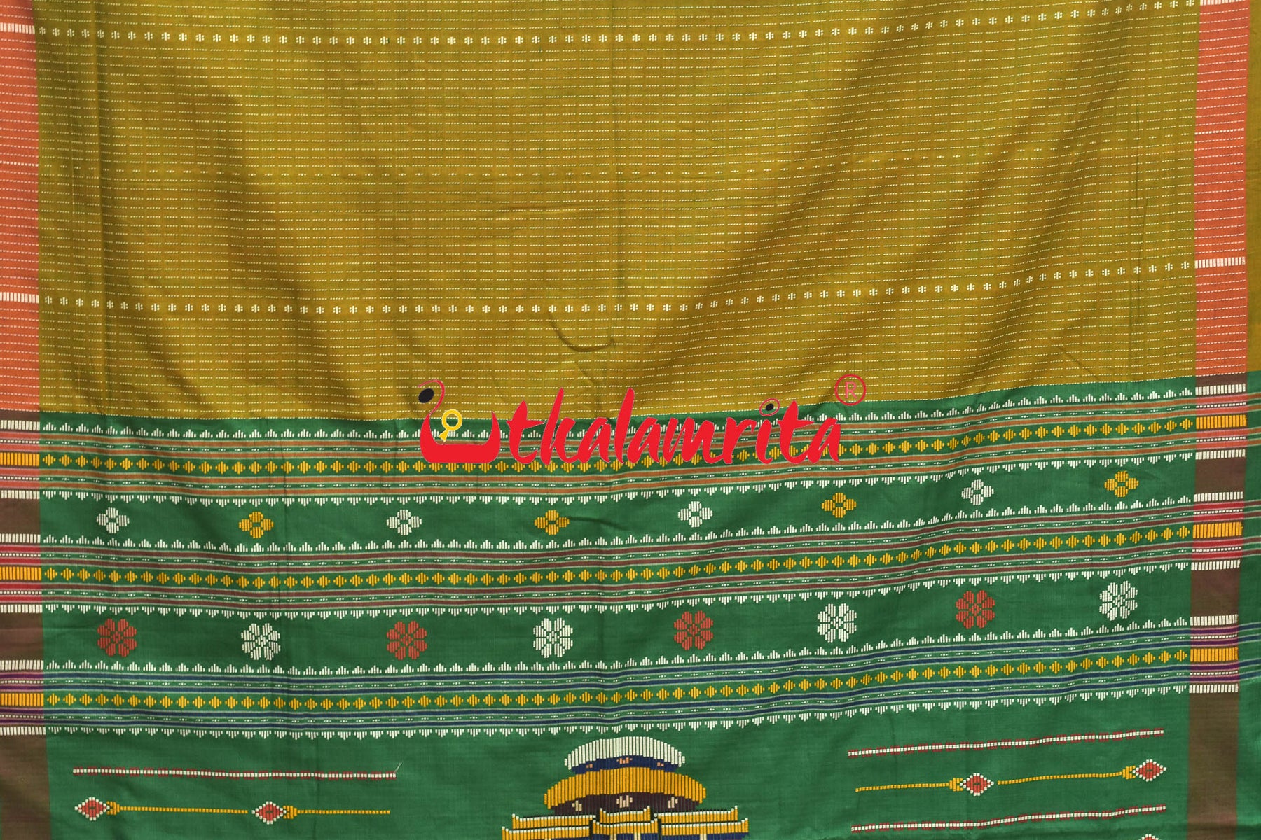 Antique Gold Dhalapathar Konark Temple Cotton Saree