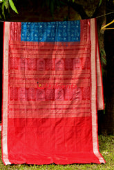 Blue Red Tribal Sambalpuri Silk