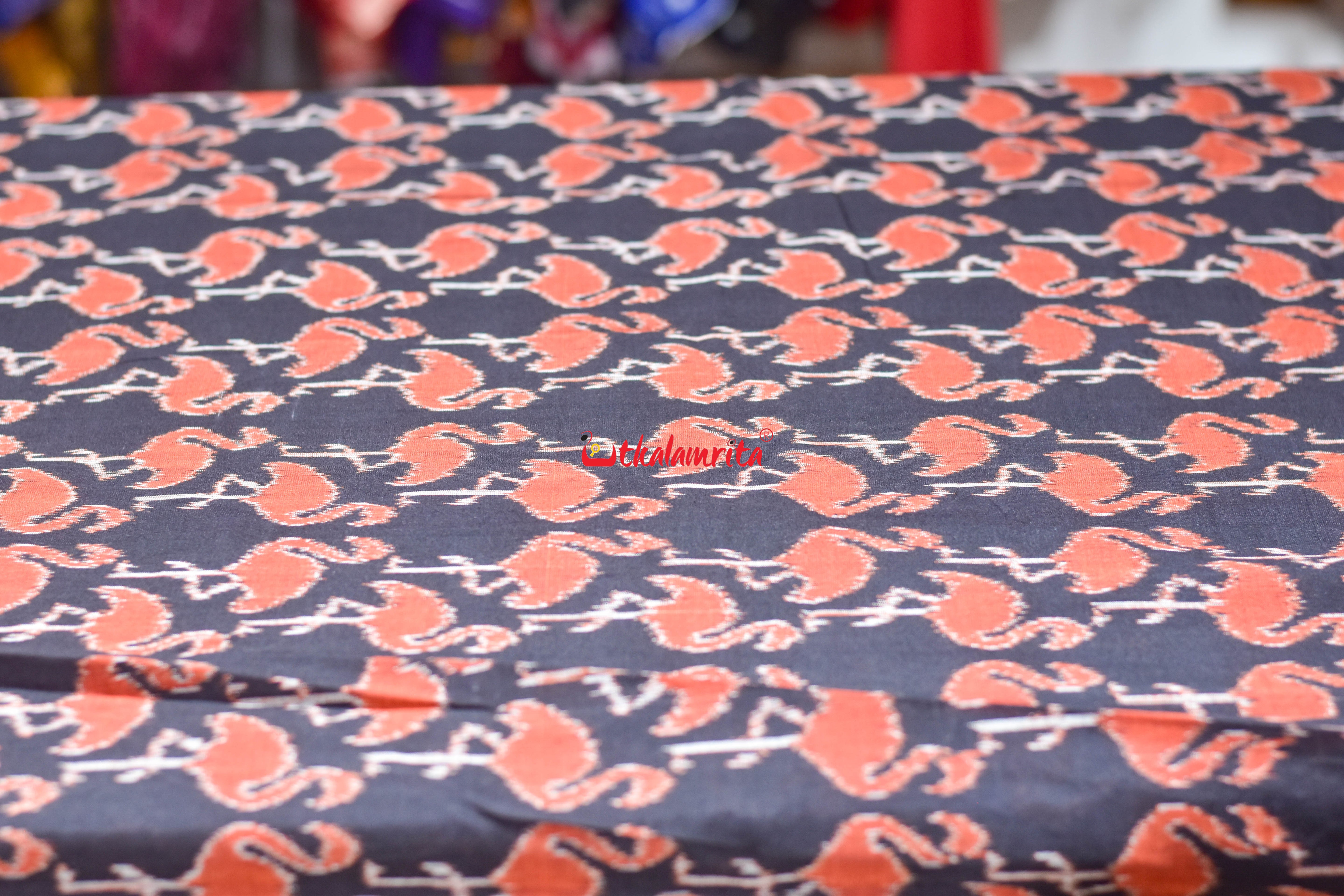Black Orange Cranes Cotton (Fabric)