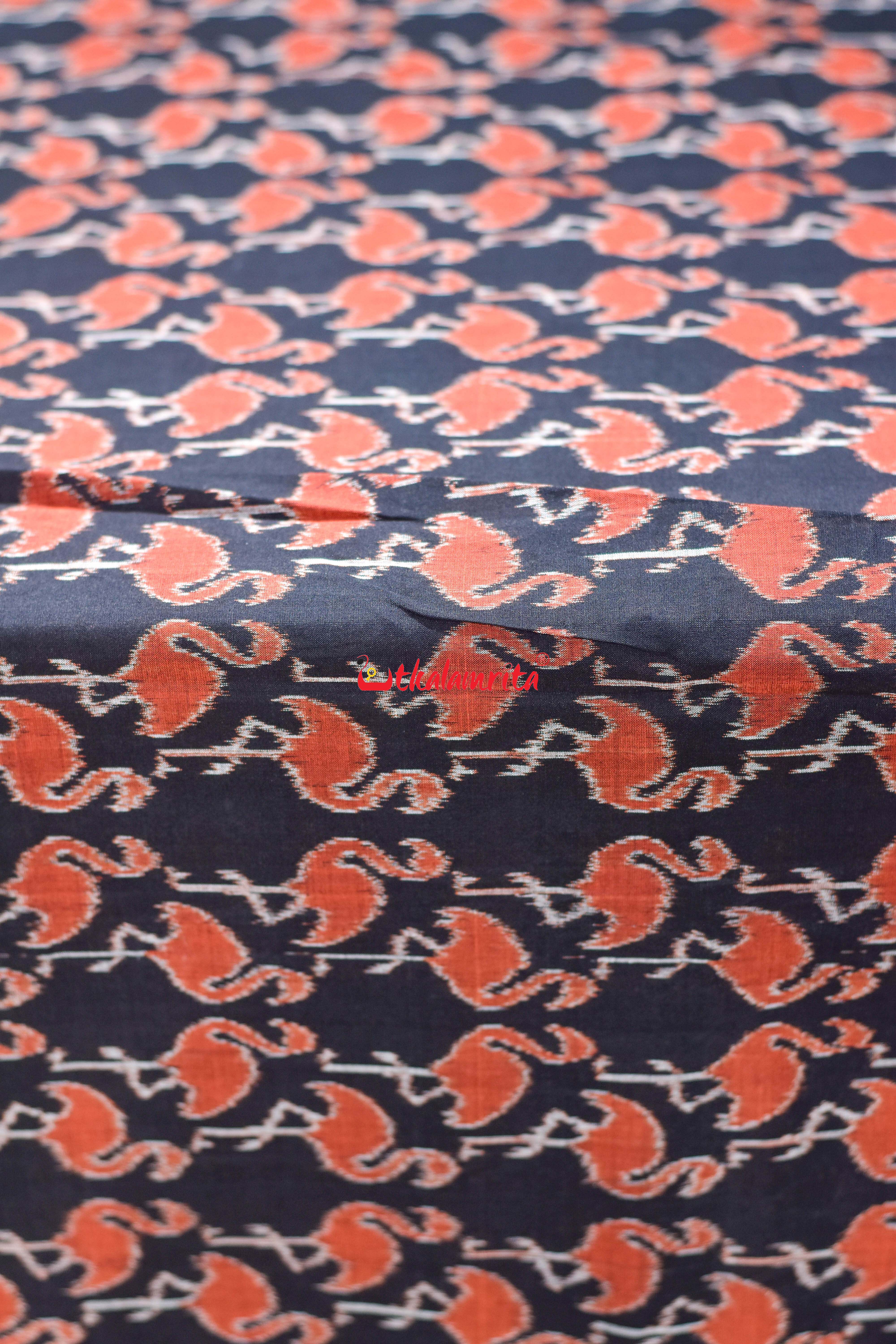 Black Orange Cranes Cotton (Fabric)