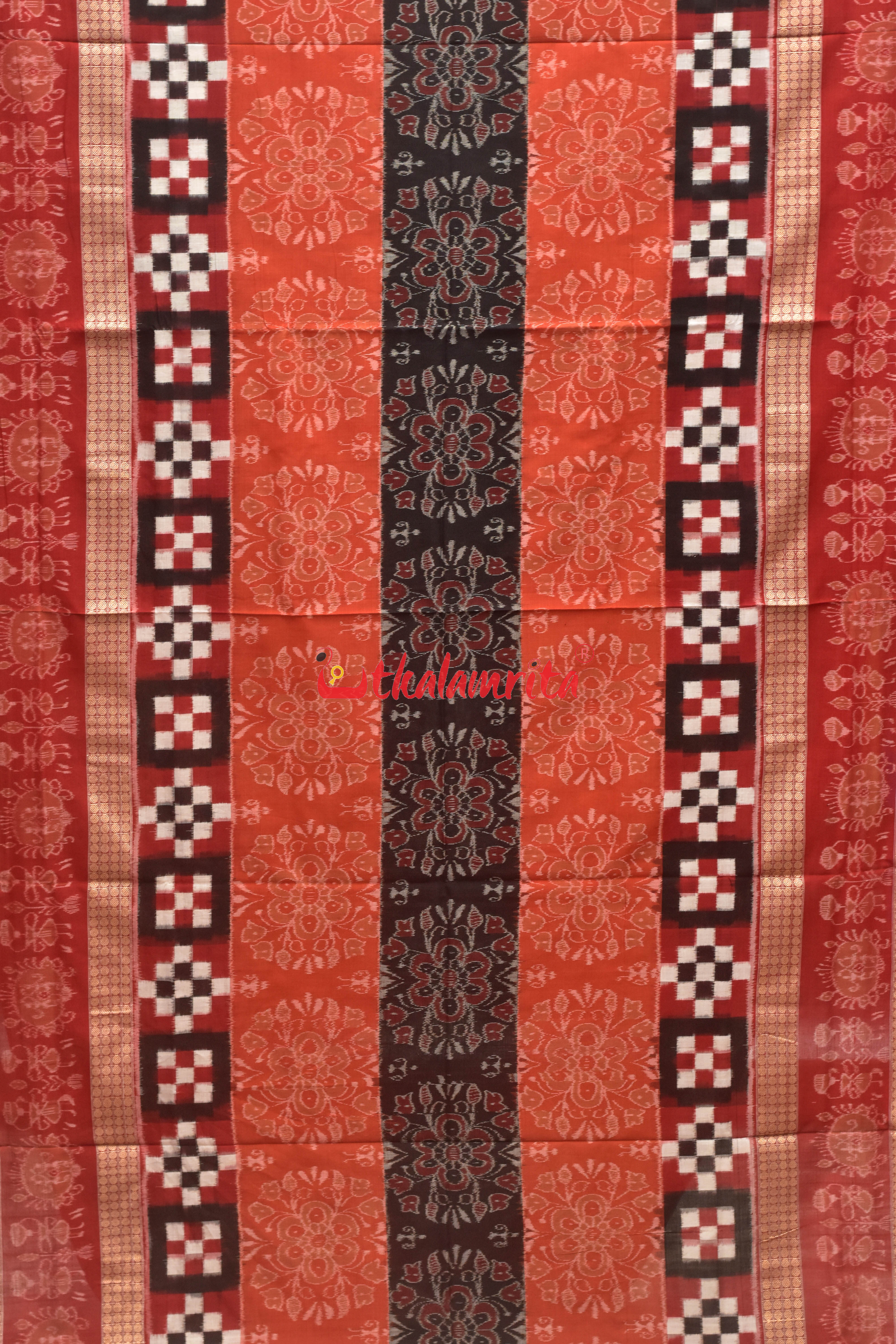 Khidi Pasapali Double Border Sambalpuri Cotton Saree