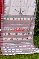 White Ganga Jamuna Original Ganjam Bomkai Saree