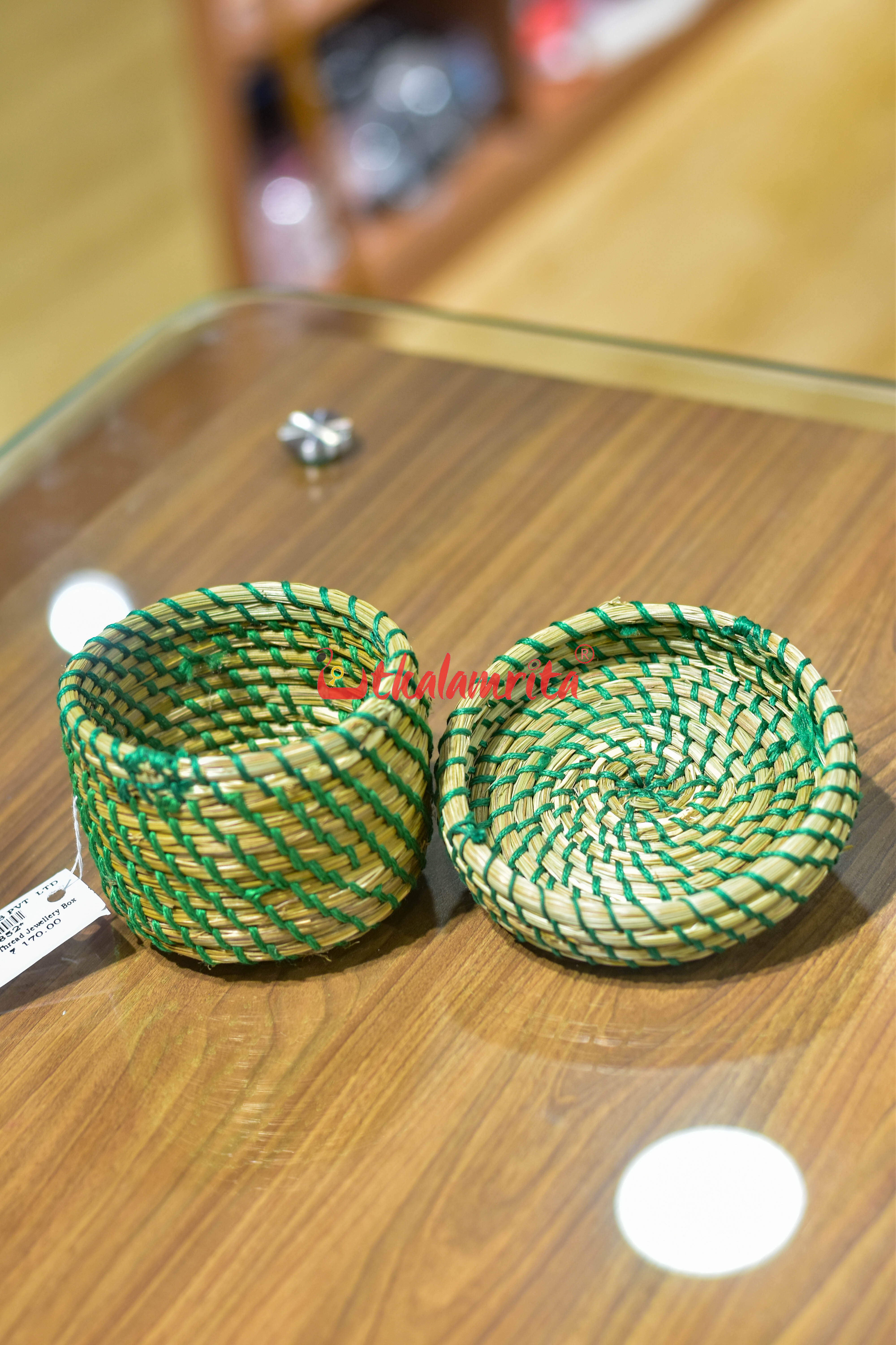 Sabai Grass Green Thread Jewellery Box