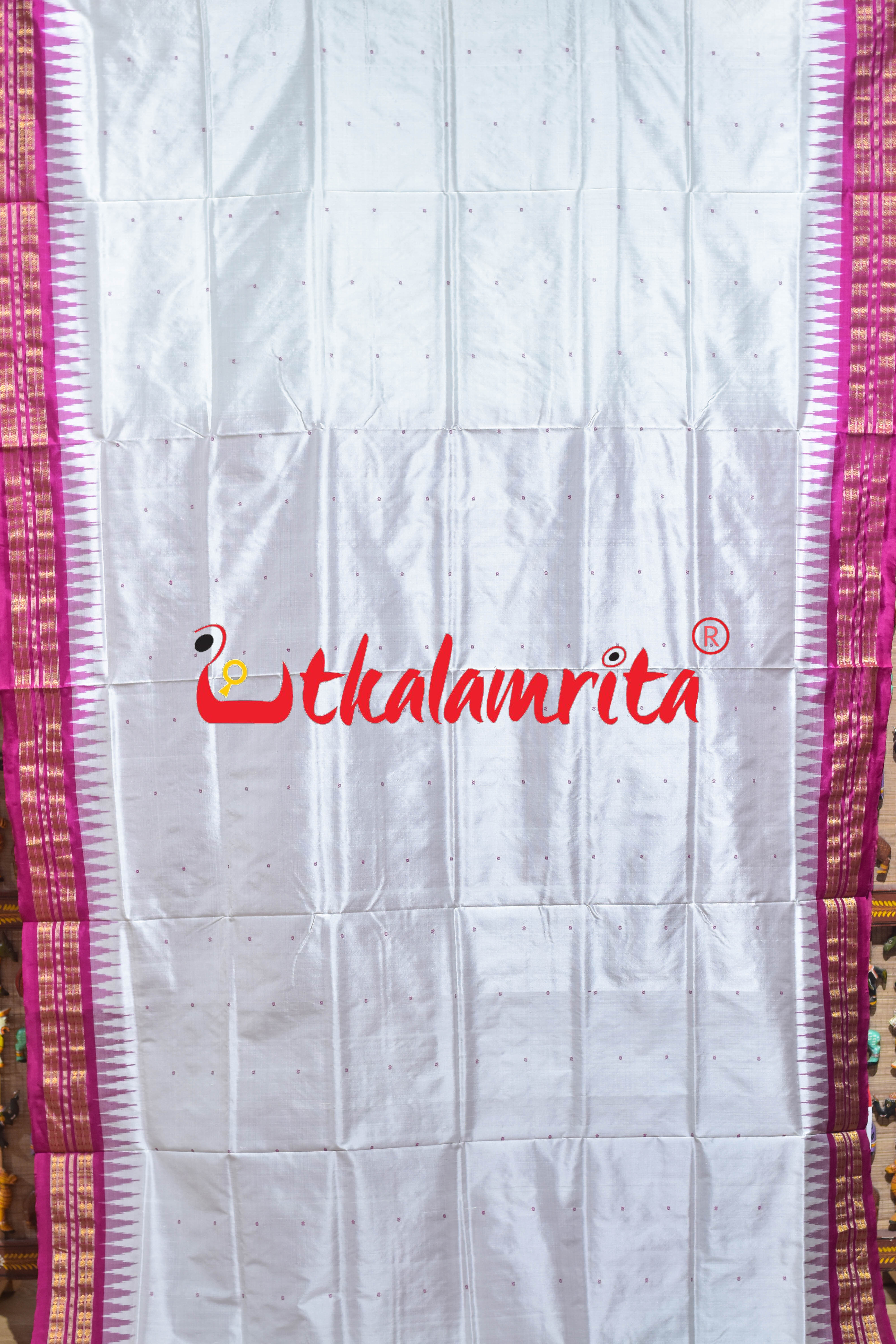 White Rani Half Tissue Sambalpuri Silk Saree
