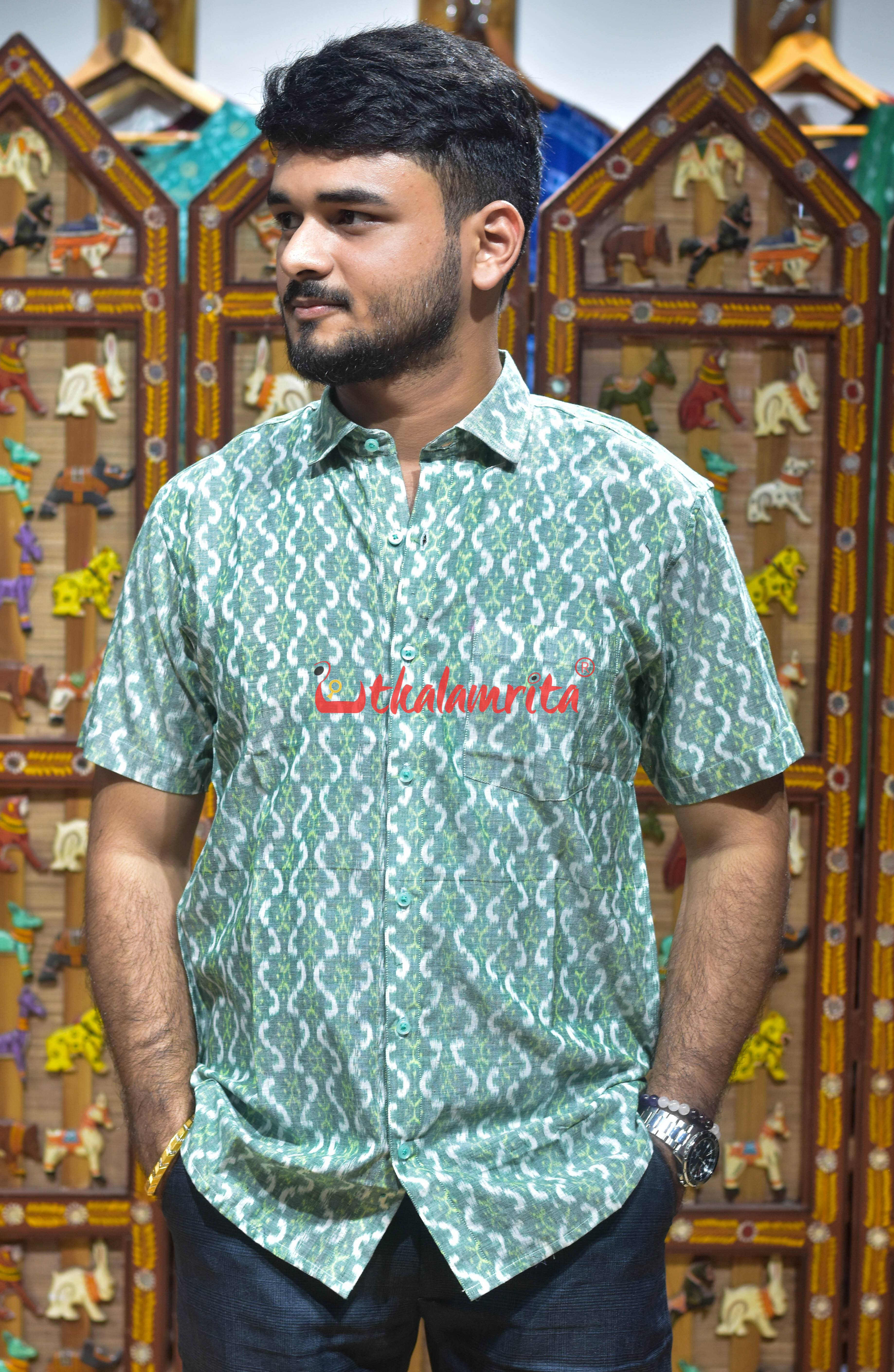 Green Damru (Men's Half Shirt)