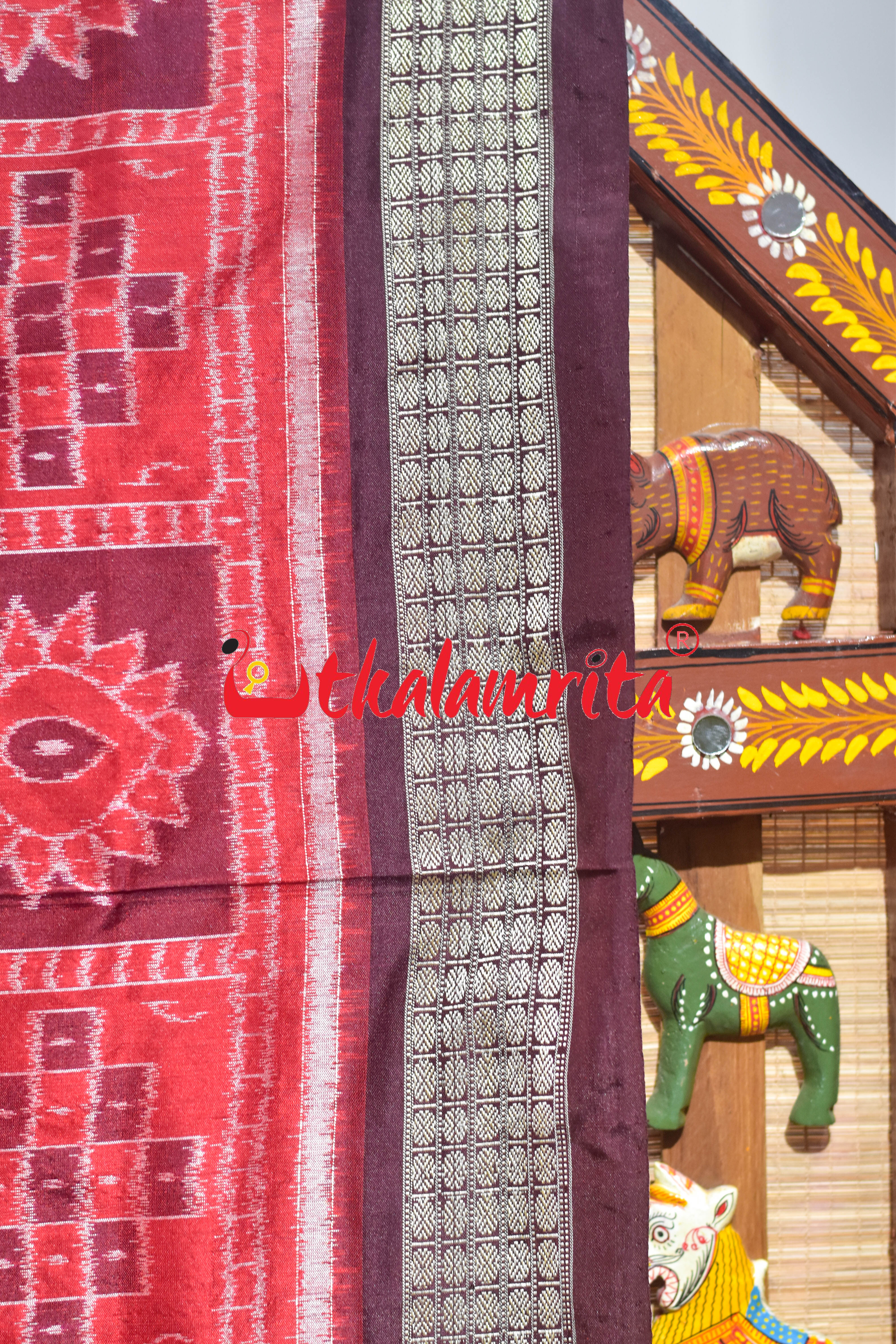 Red Coffee Sambalpuri Nabakothi Silk Saree