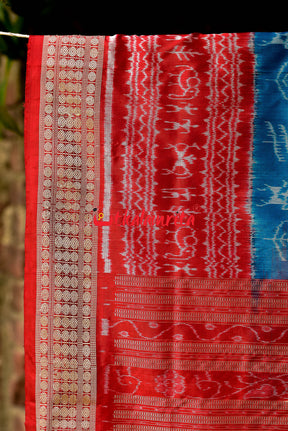 Blue Red Tribal Sambalpuri Silk