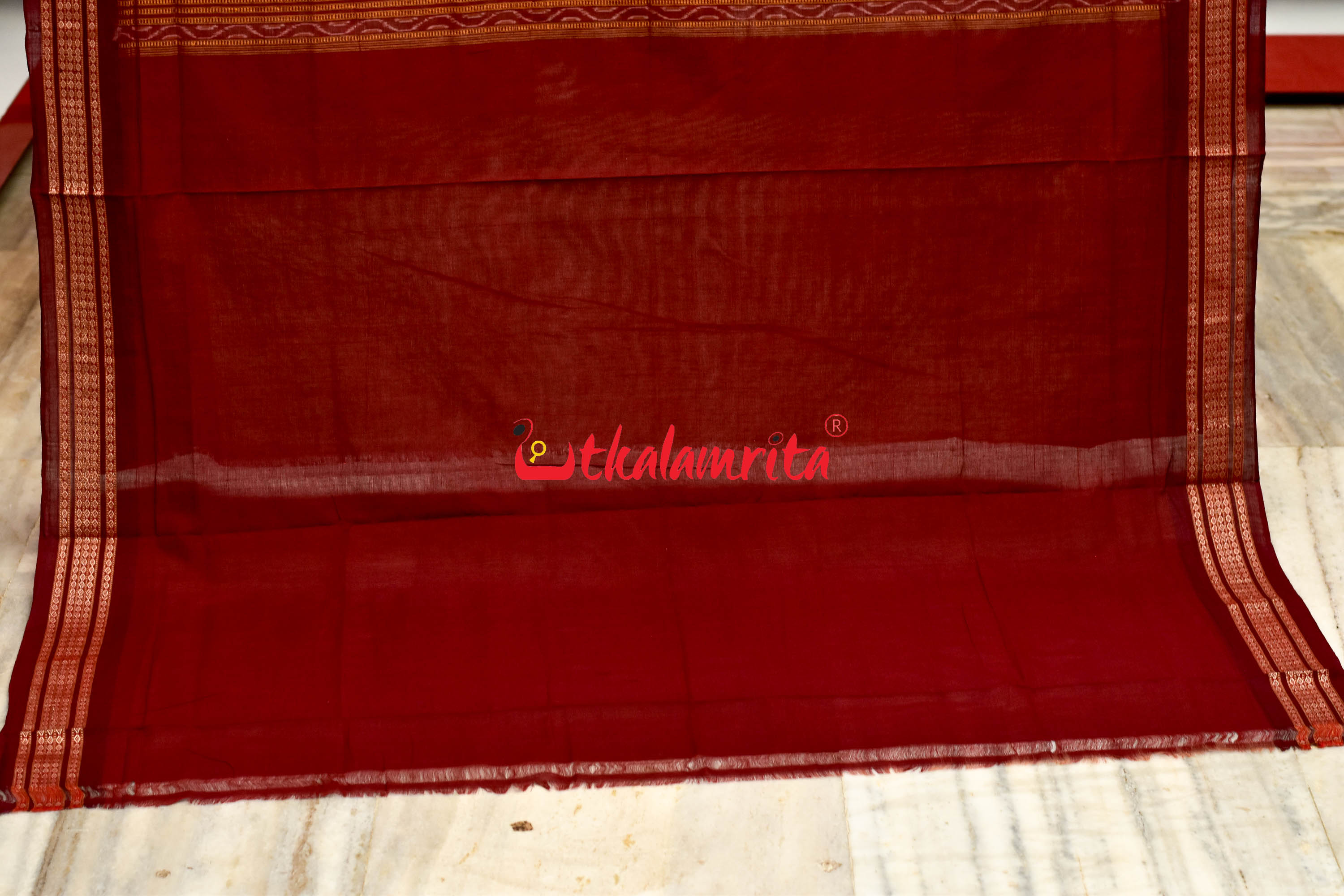 Biscuit Maroon Pentagon Bomkai Cotton Saree