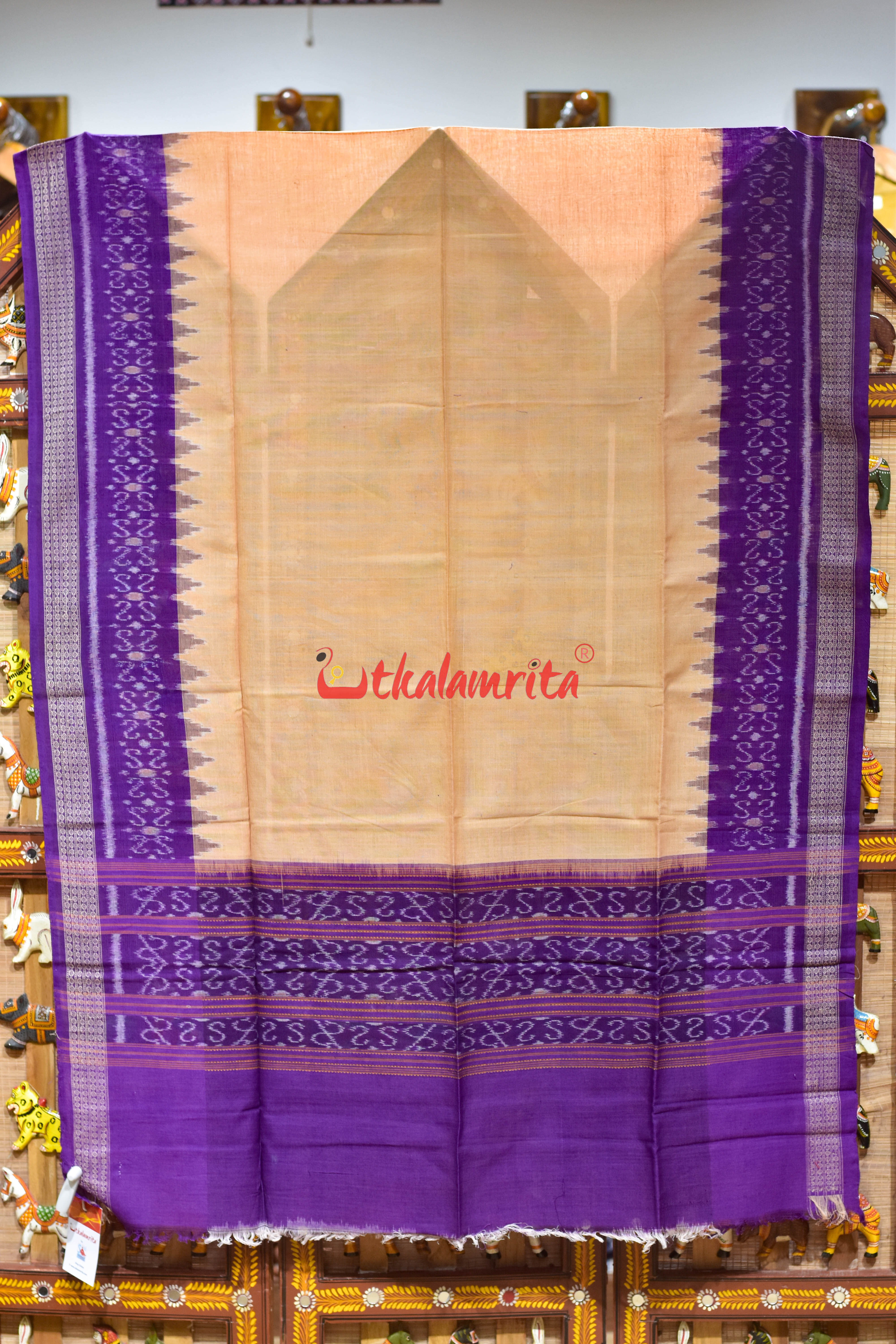Cream Purple Flower Bandha Cotton (Dupatta)
