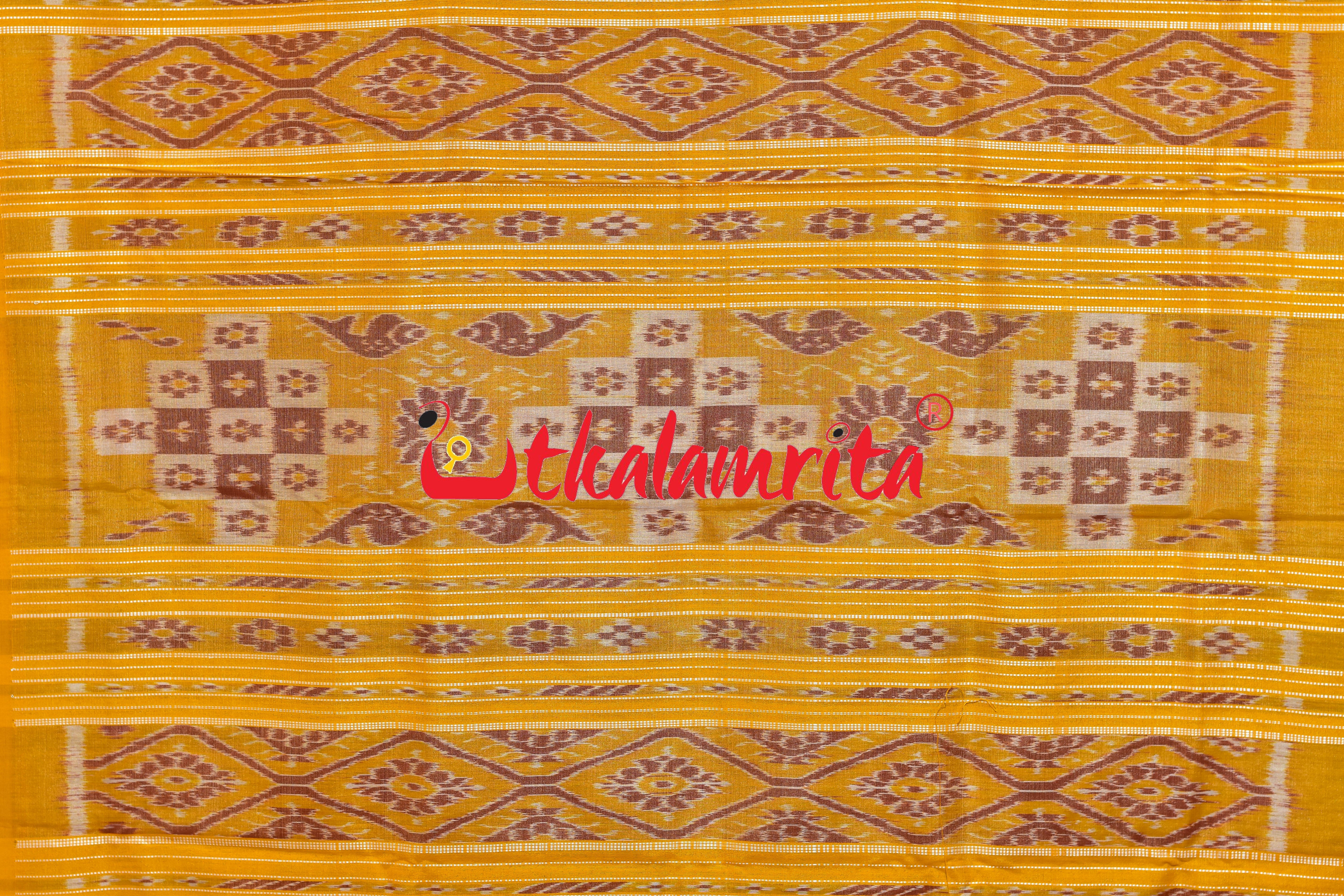 Maroon Yellow Dual Shade Body Ikat Gopalpur Tussar Silk Saree