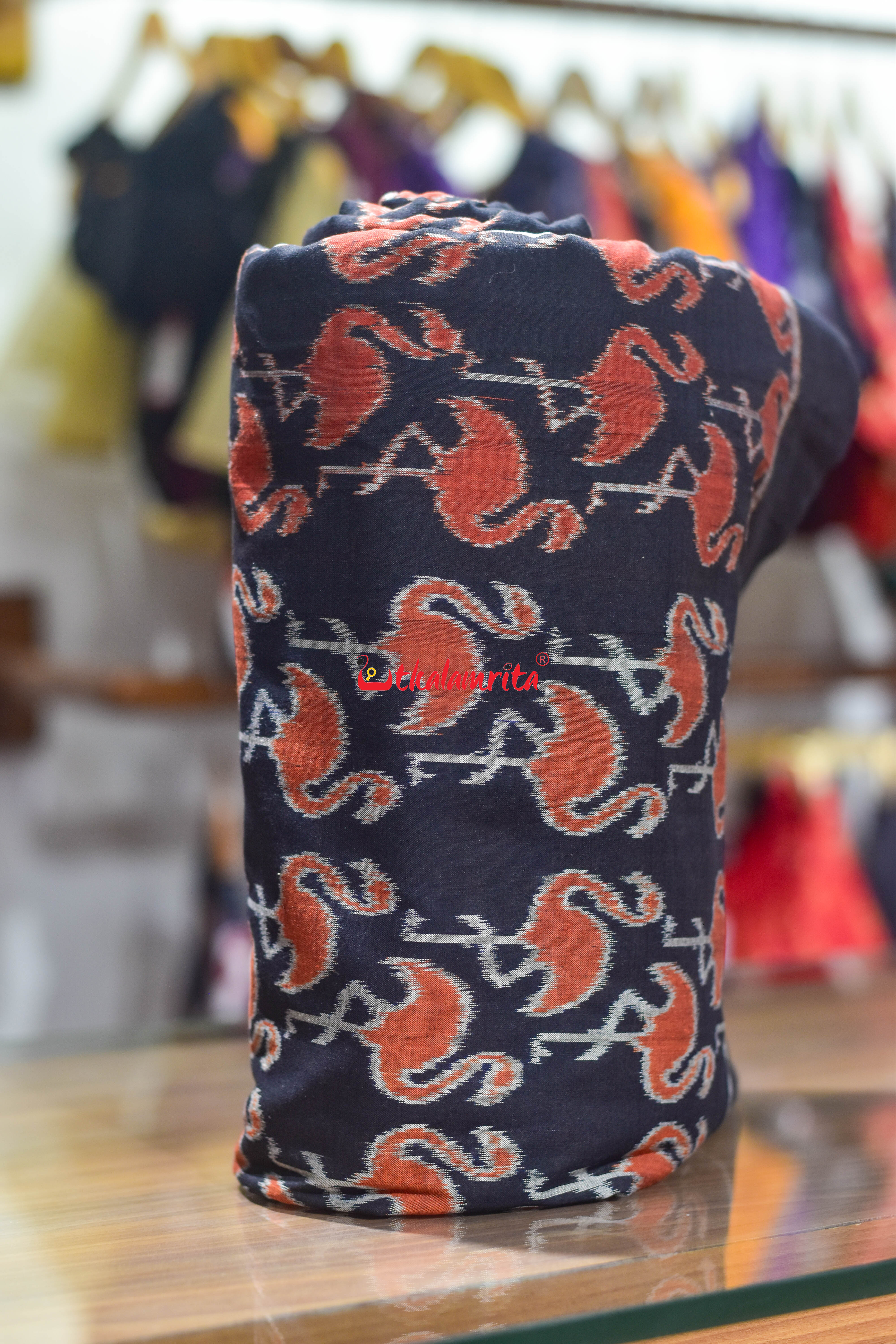 Black Orange Cranes Cotton (Fabric)