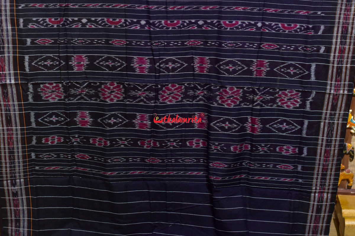 Dual Haathi Purple black Khandua Cotton Saree