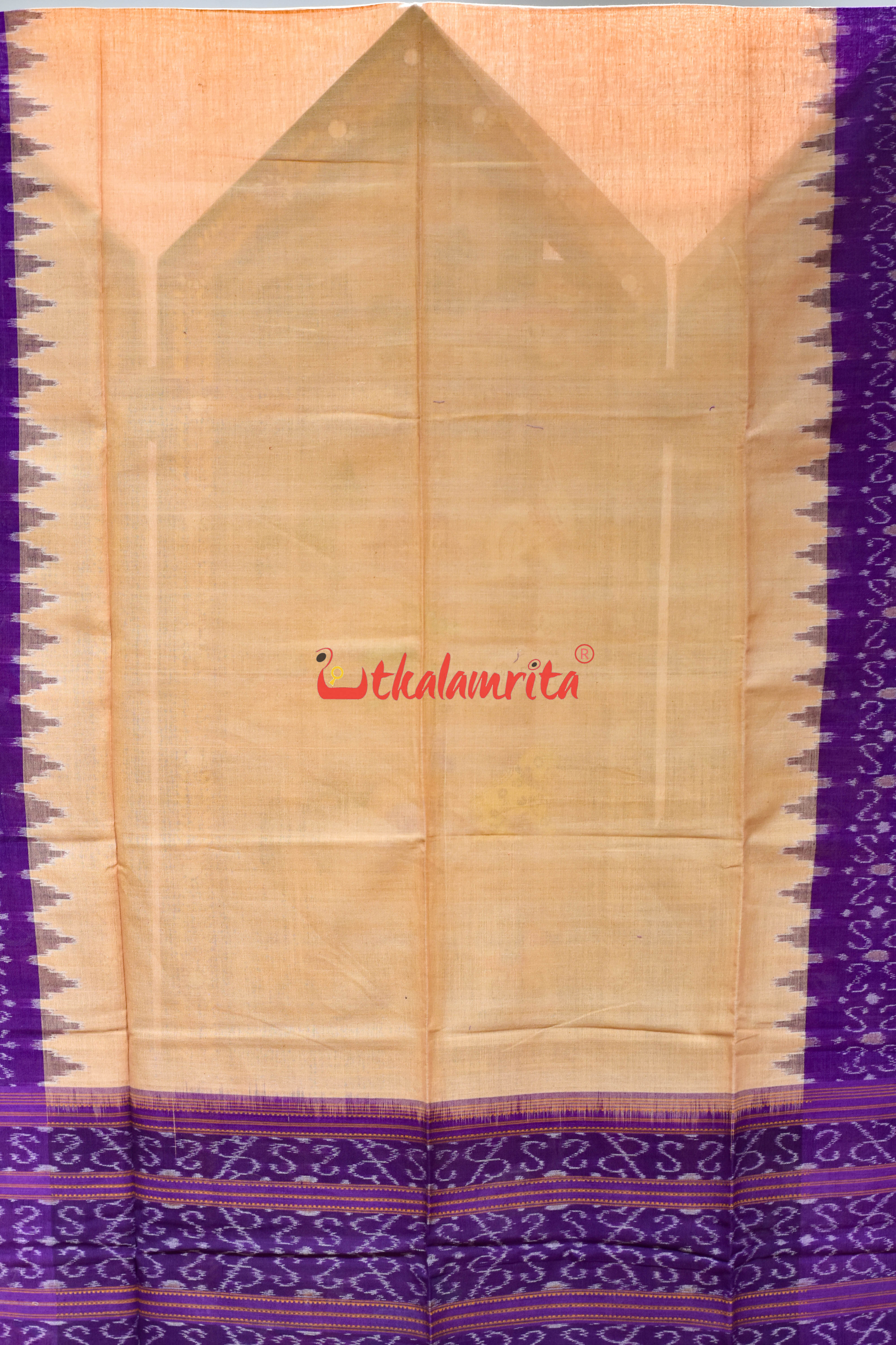 Cream Purple Flower Bandha Cotton (Dupatta)