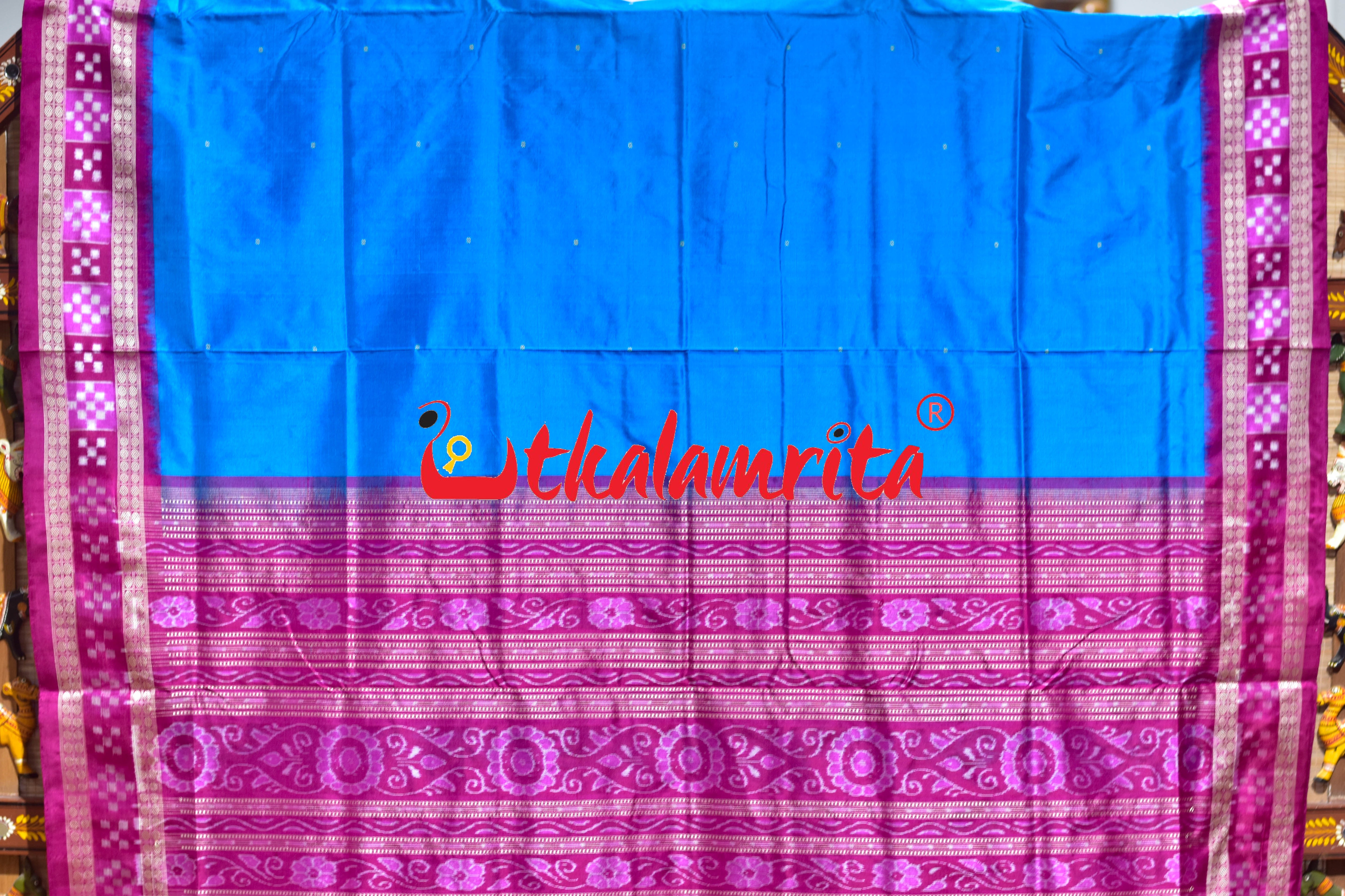 Blue Dhadi Pasapali Bandha Anchal Sambalpuri Silk Saree