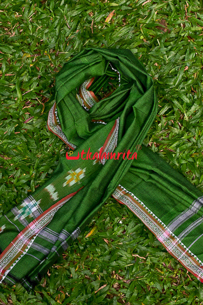 Green Single Ikat Pasapali (Gamuchha)