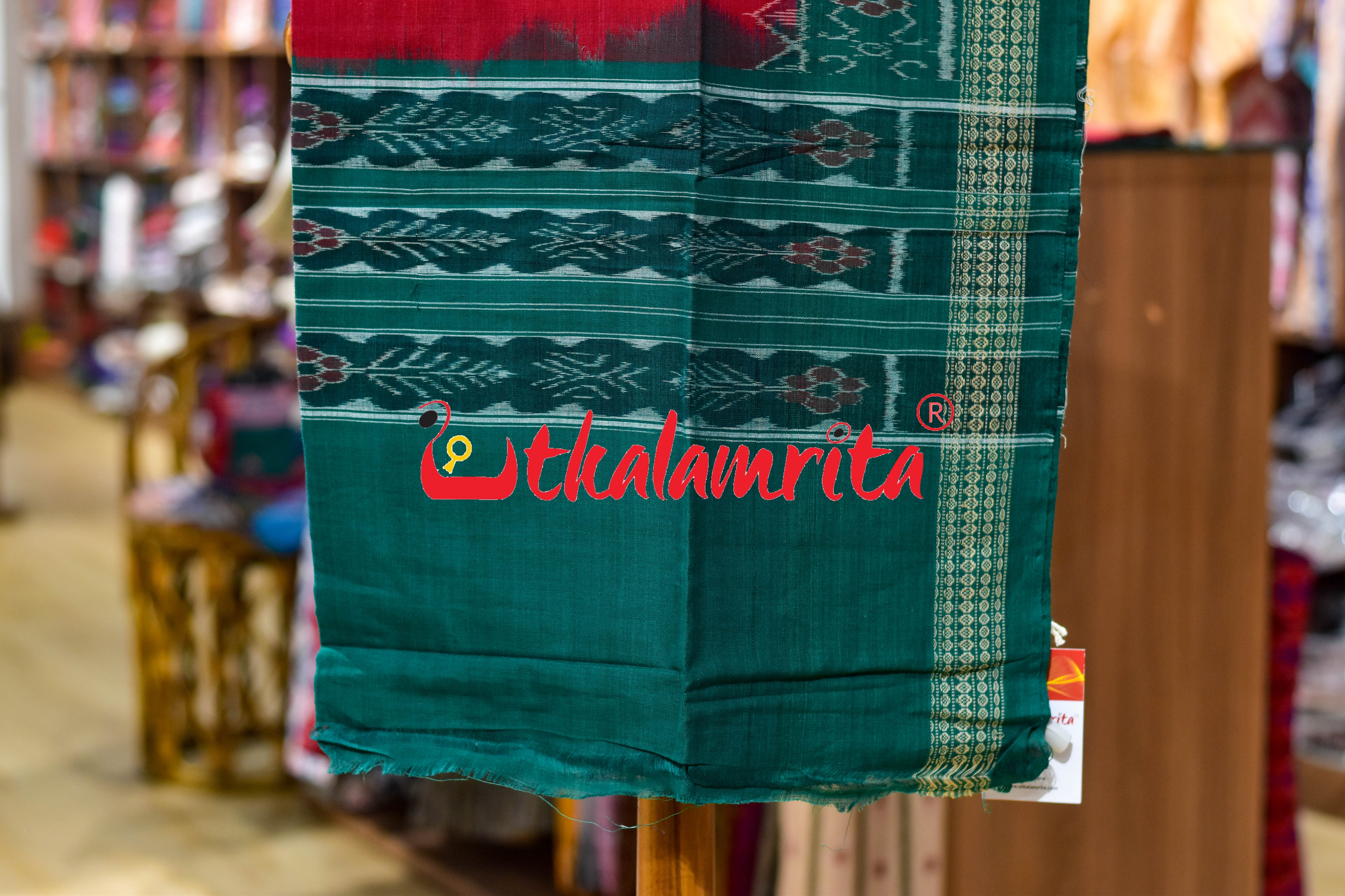 Green Red S Bandha Sambalpuri Dress Set