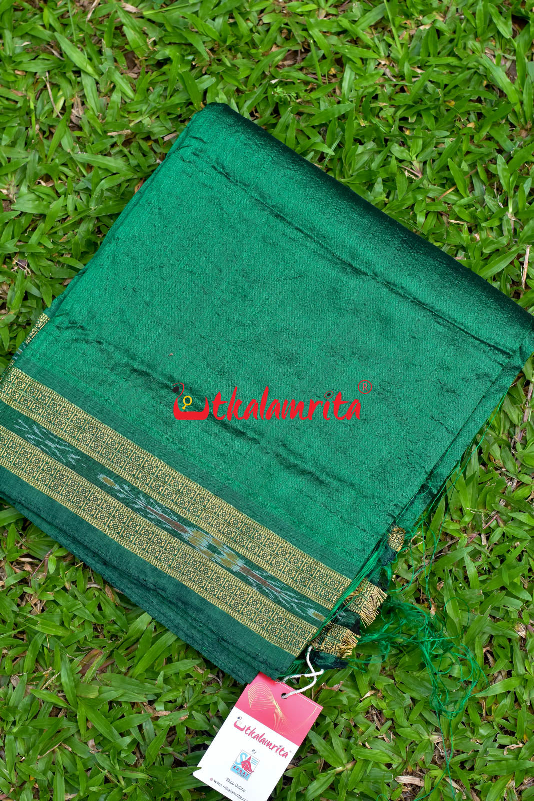 Green Bandha Border Silk (Fabric)