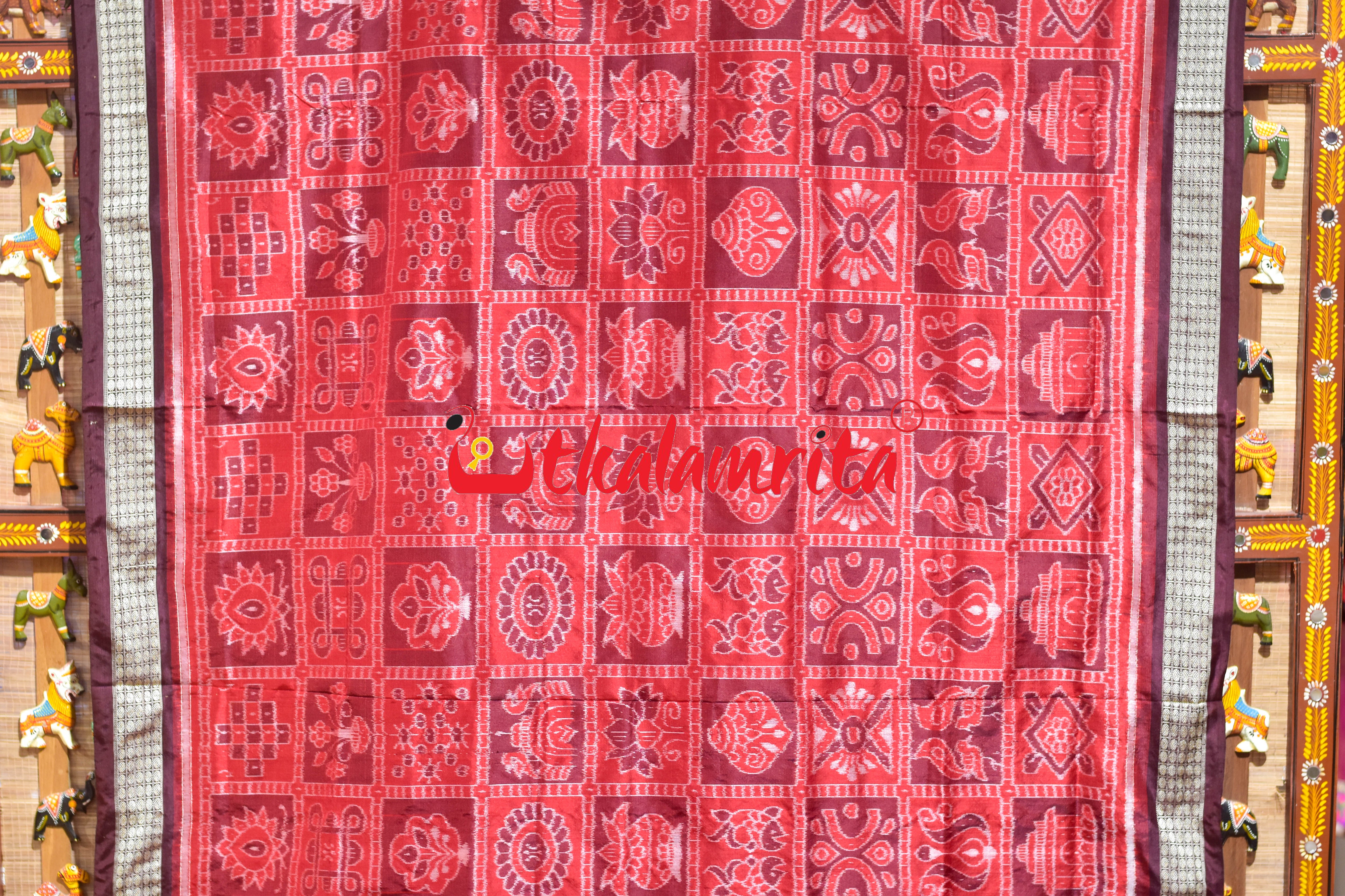 Red Coffee Sambalpuri Nabakothi Silk Saree