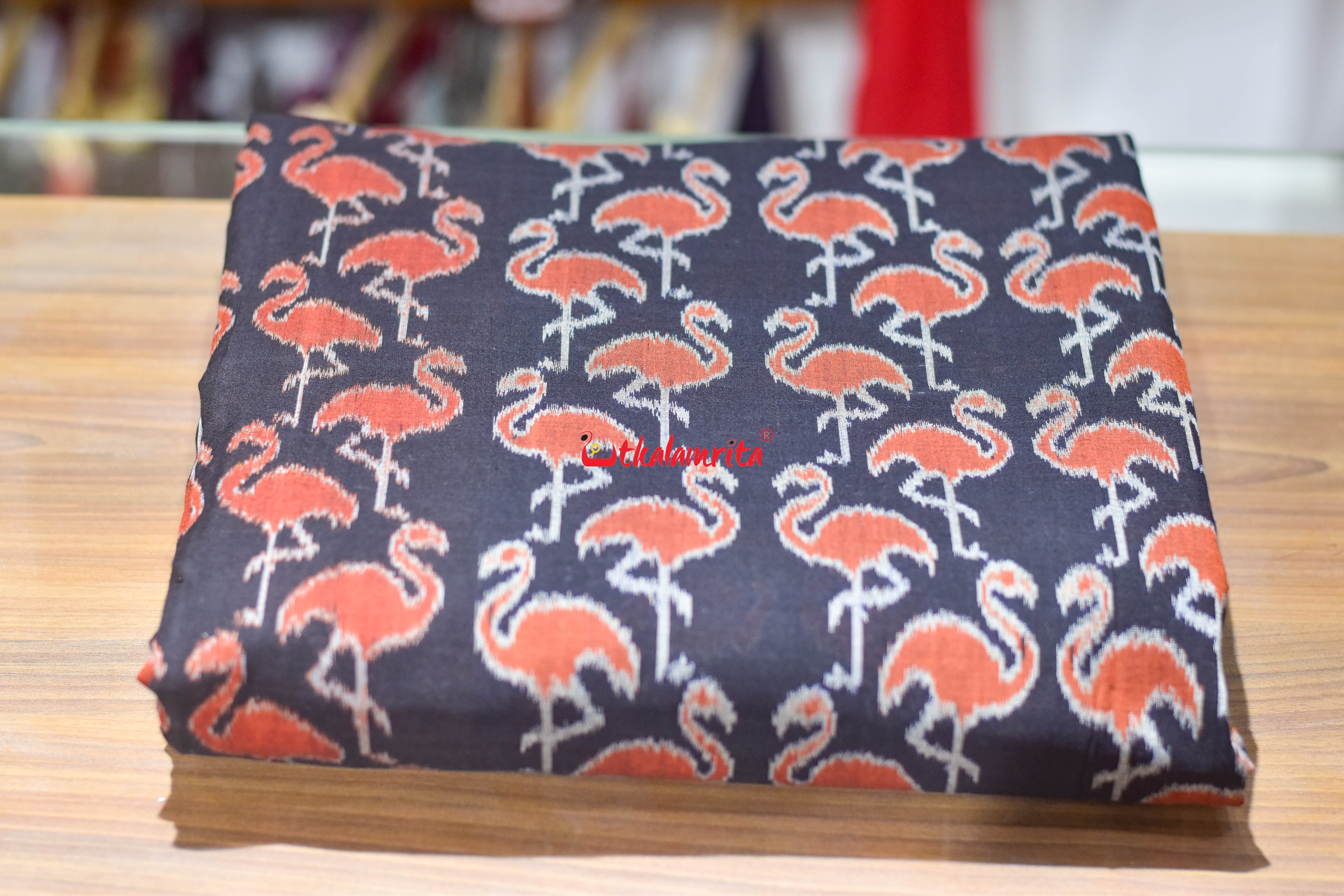 Black Orange Cranes Cotton (Fabric)