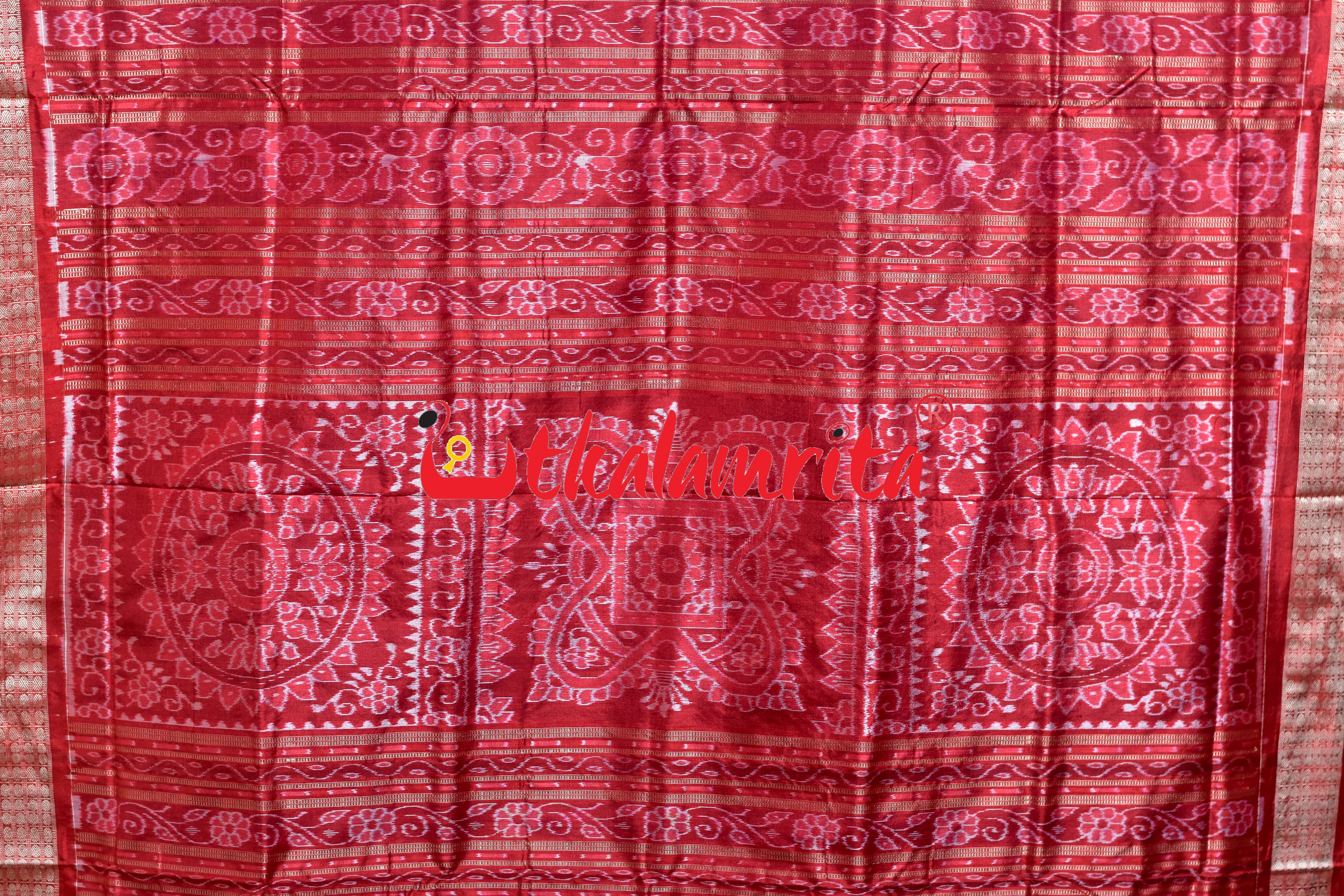 Kalasa Gachha Blue Red Sambalpuri Silk Saree
