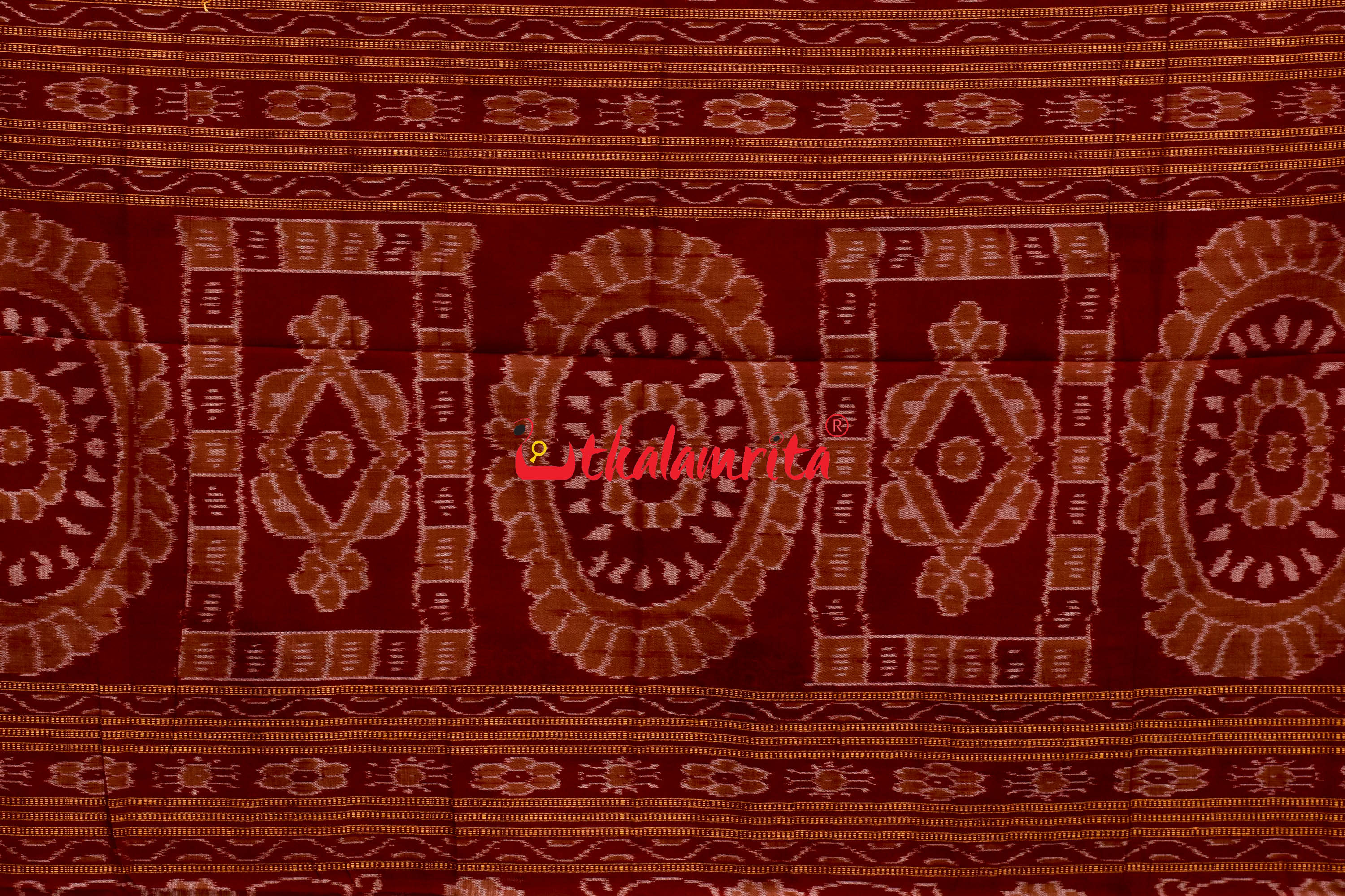 Biscuit Maroon Pentagon Bomkai Cotton Saree