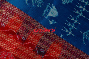 Blue Red Tribal Sambalpuri Silk