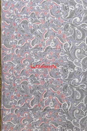Grey Red Flowers Bandha Sambalpuri Cotton Saree