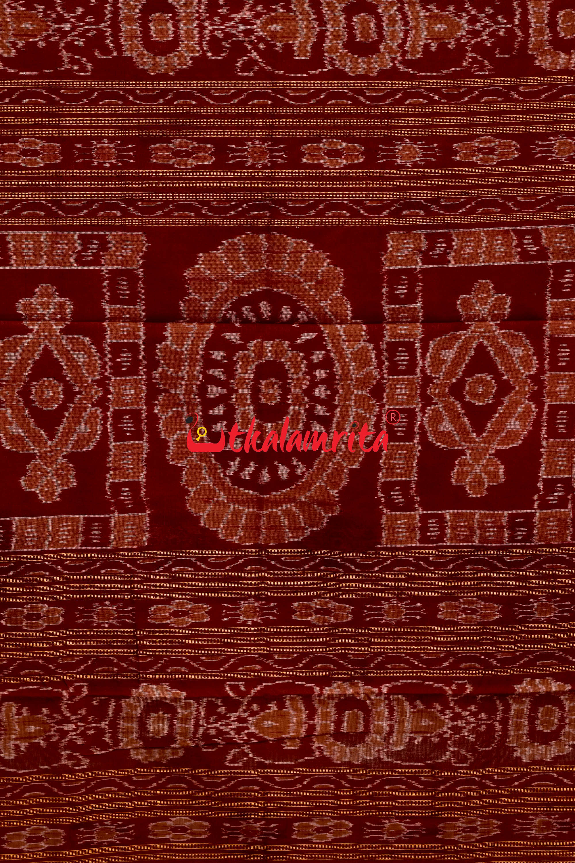 Biscuit Maroon Pentagon Bomkai Cotton Saree